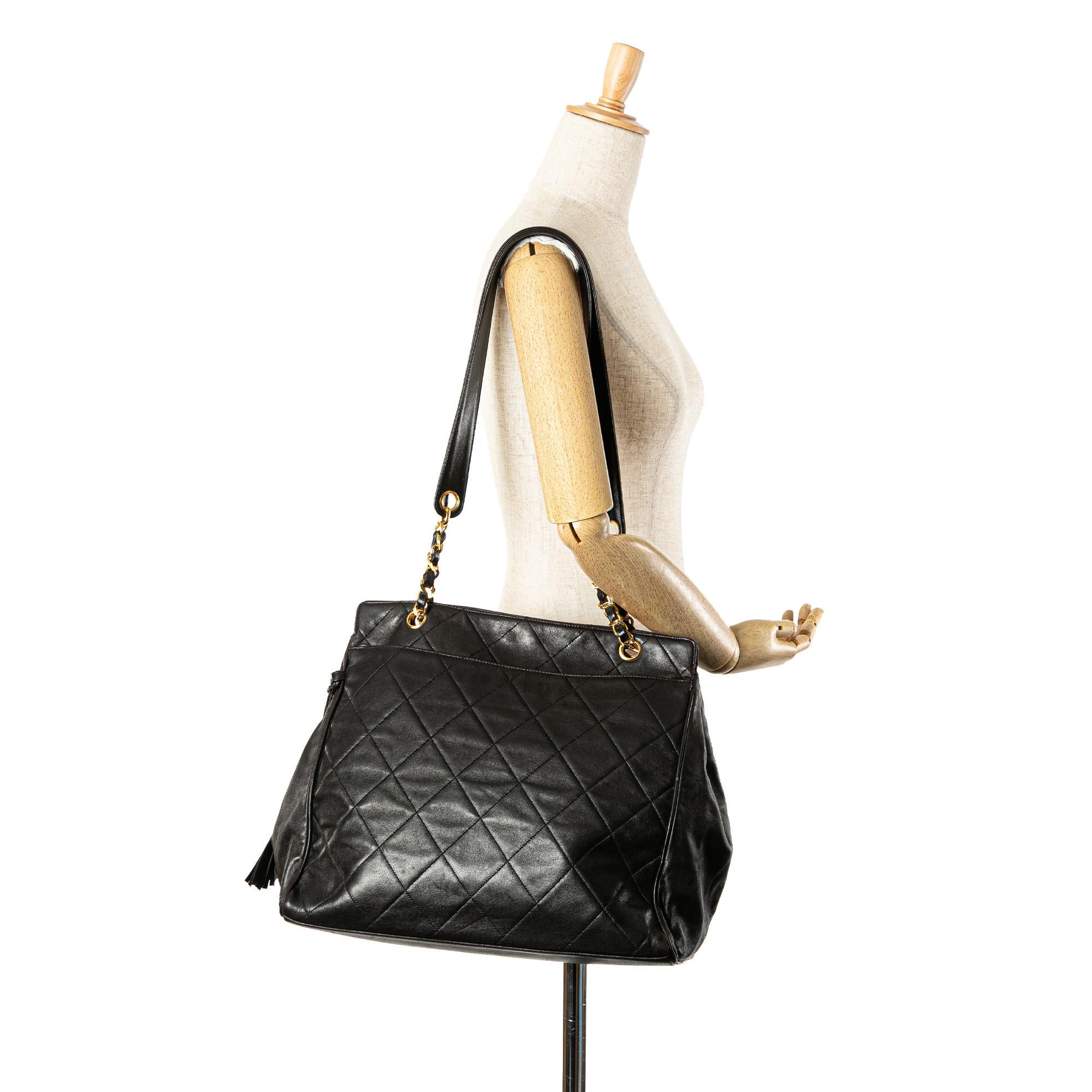 Chanel Quilted Lambskin Tassel Chain Tote