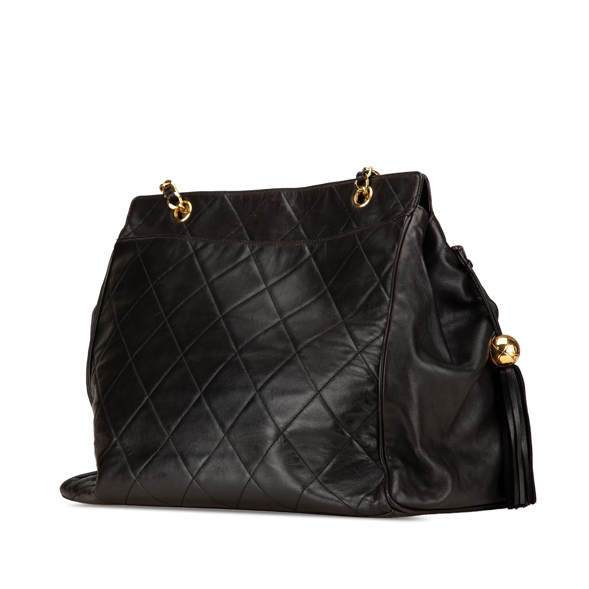 Chanel Quilted Lambskin Tassel Chain Tote