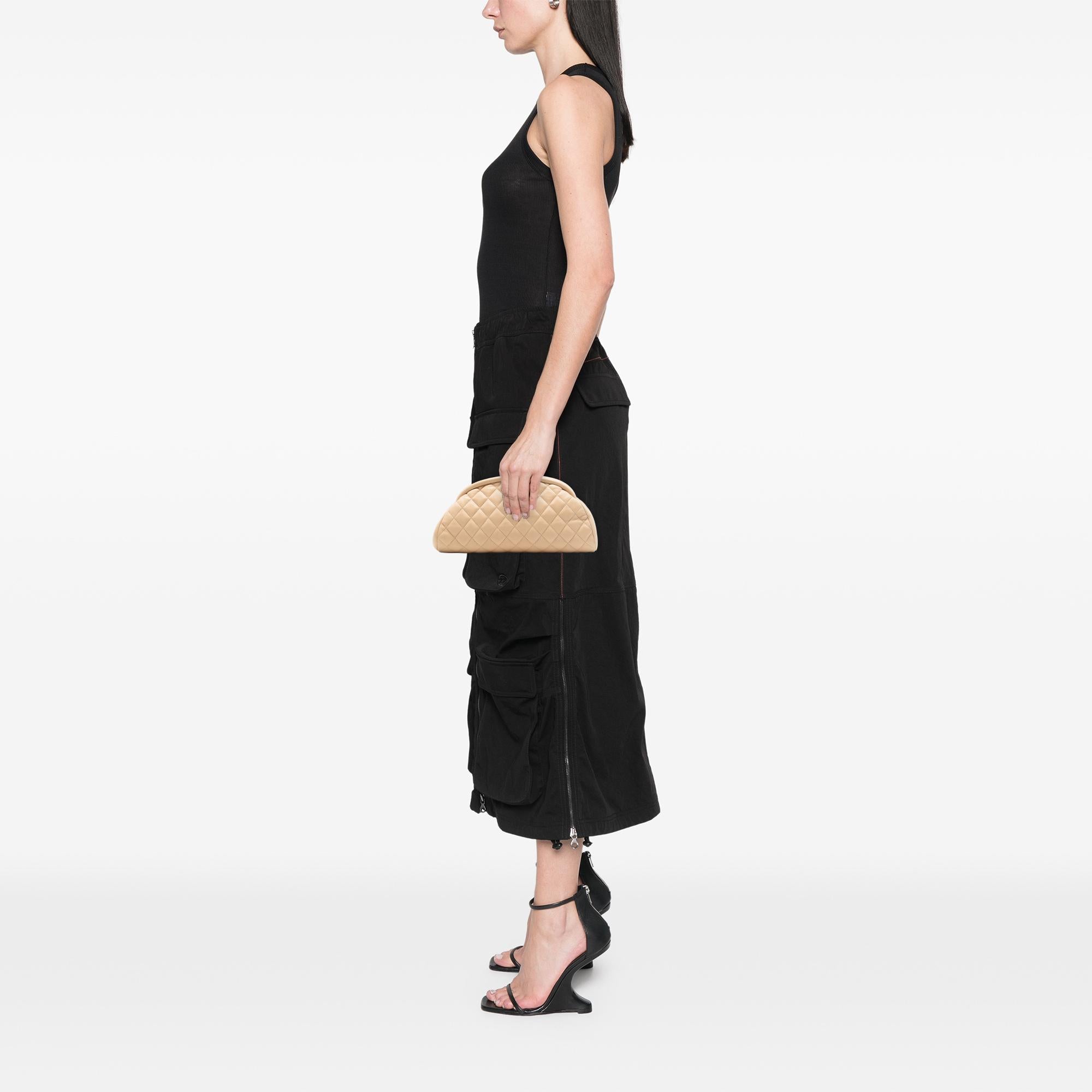Chanel Quilted Lambskin Timeless Kisslock Clutch