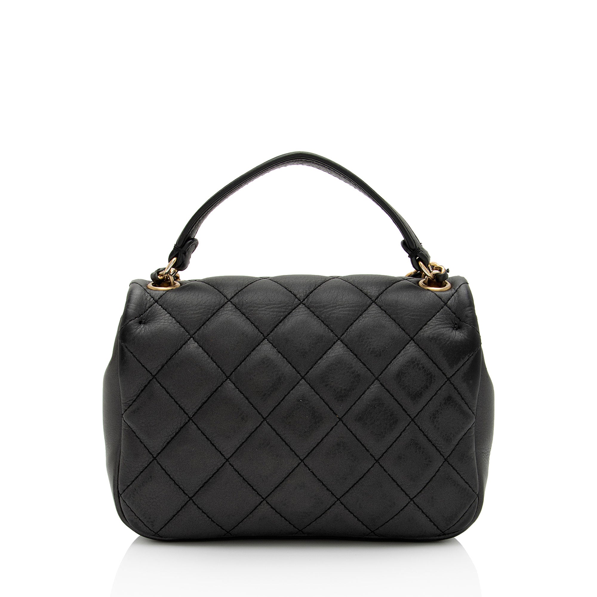 Chanel Quilted Lambskin Top Handle Flap Bag (SHF-8v8JOn)