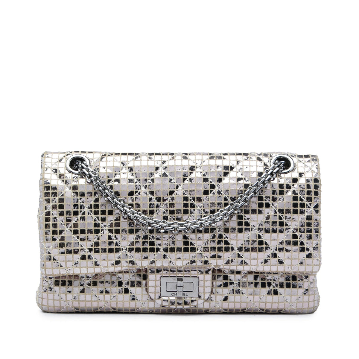 Chanel Quilted Mirror Calfskin and Suede Reissue 2.55 Double Flap 225