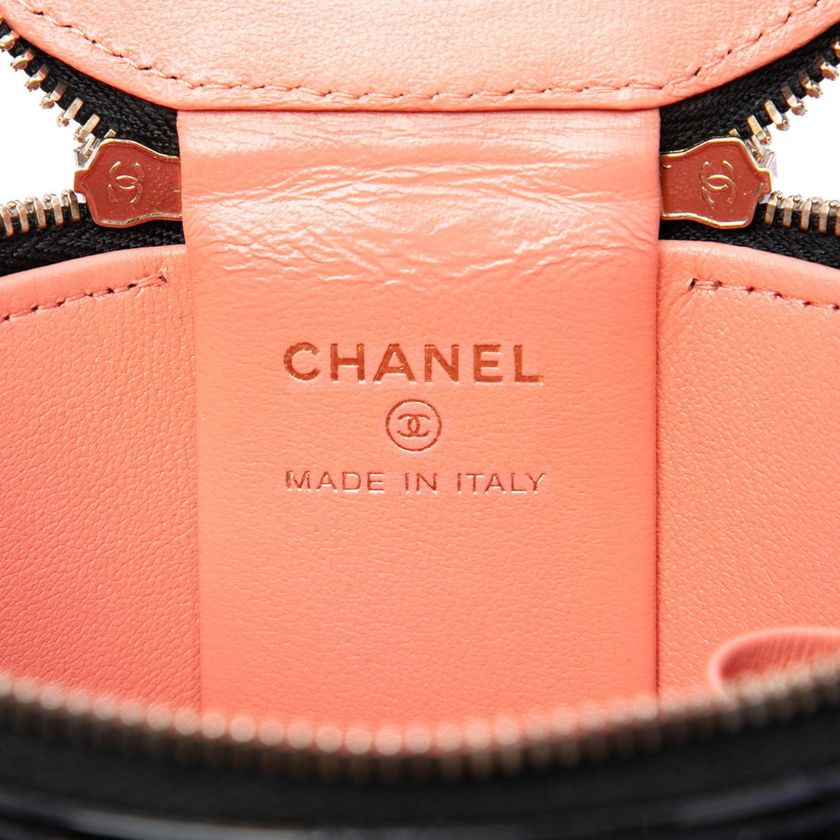 Chanel Quilted Patent Afternoon Tea Top Handle Vanity Case with Chain
