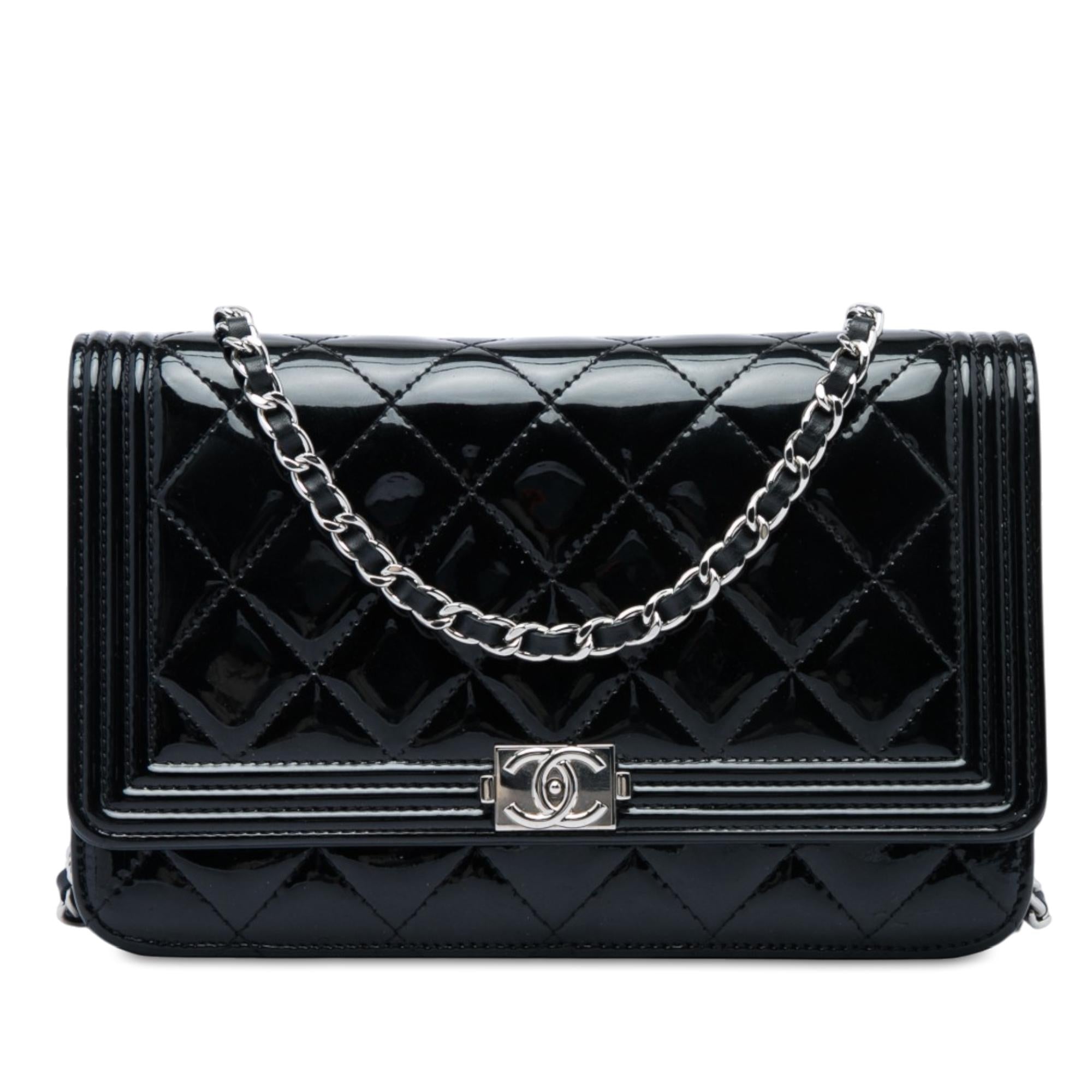 Chanel Quilted Patent Boy Wallet on Chain