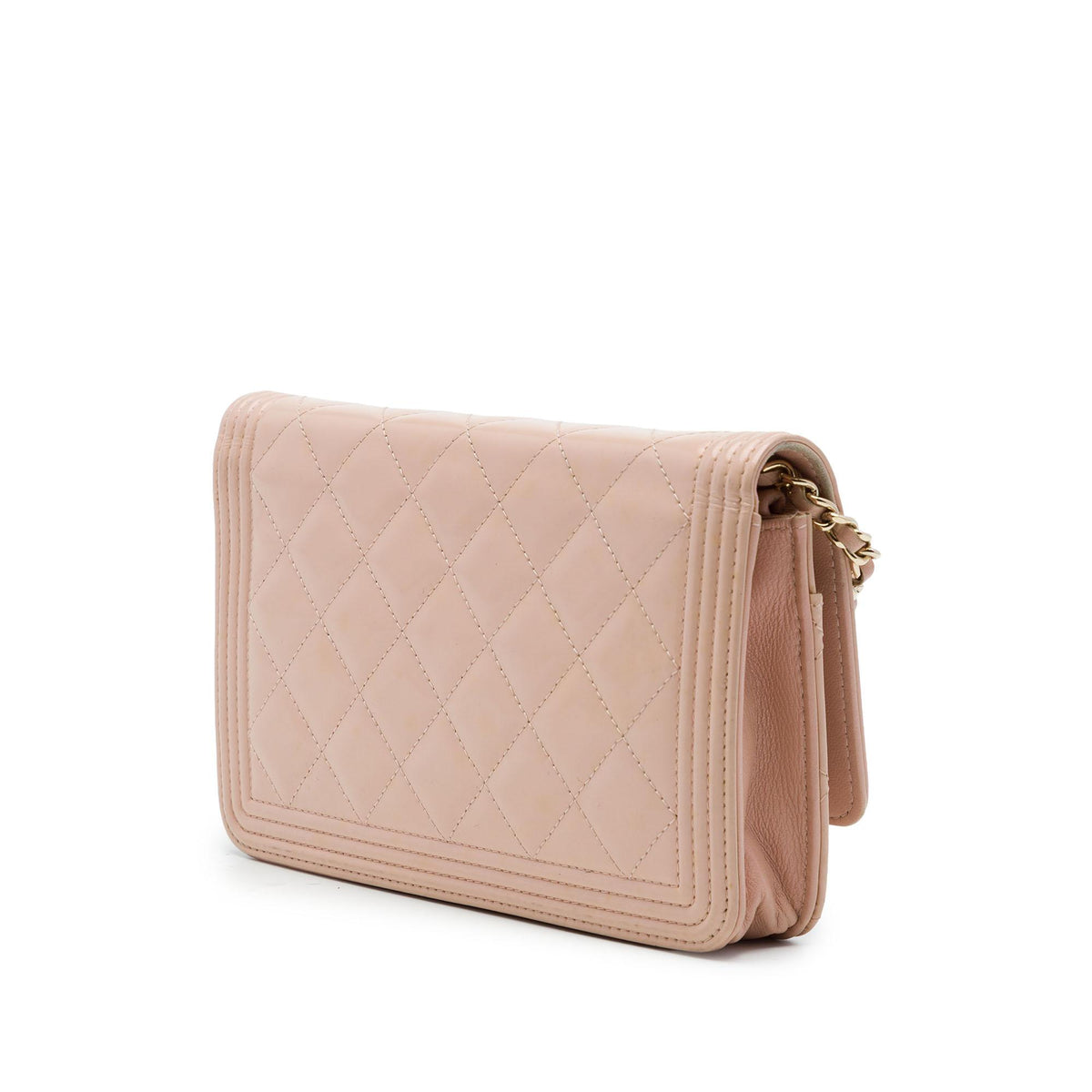Chanel Quilted Patent Boy Wallet on Chain