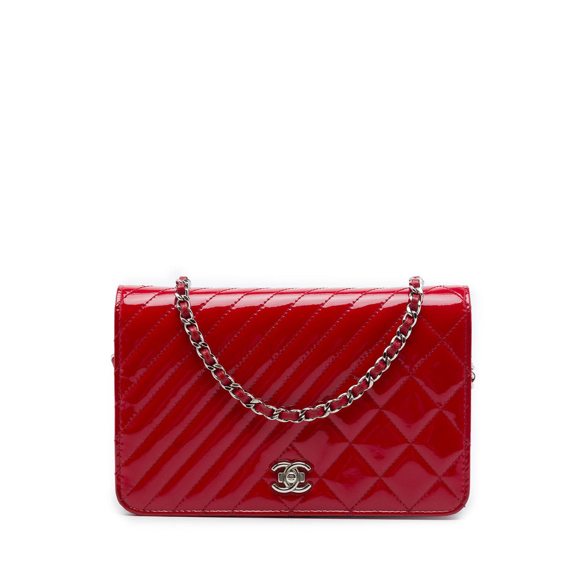 Chanel Quilted Patent Coco Boy Wallet On Chain