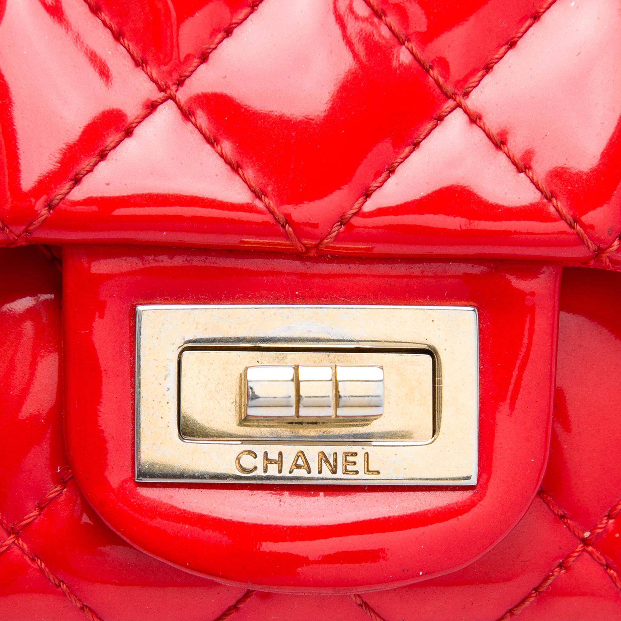 Chanel Quilted Patent Reissue 2.55 East West Flap Clutch with Chain