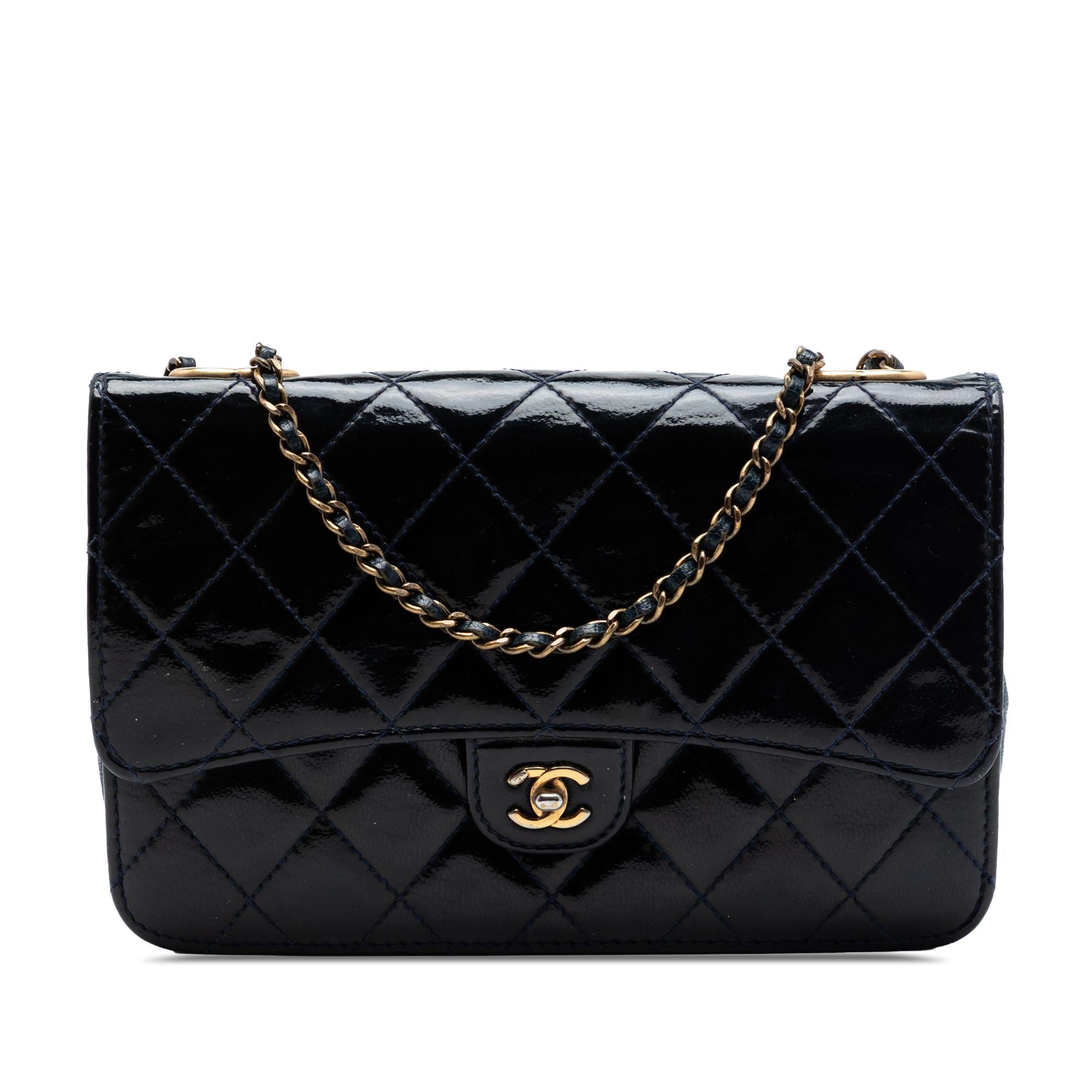 Chanel Quilted Patent and Goatskin CC Eyelet Wallet On Chain