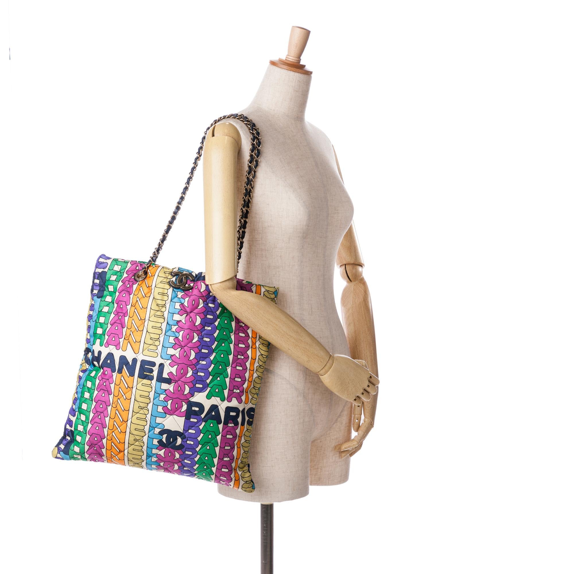 Chanel Quilted Printed Nylon Logo Shopping Tote (SHG-8Ik6Tq)