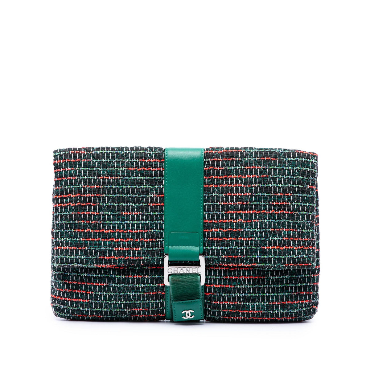 Chanel Quilted Tweed Grip Clutch