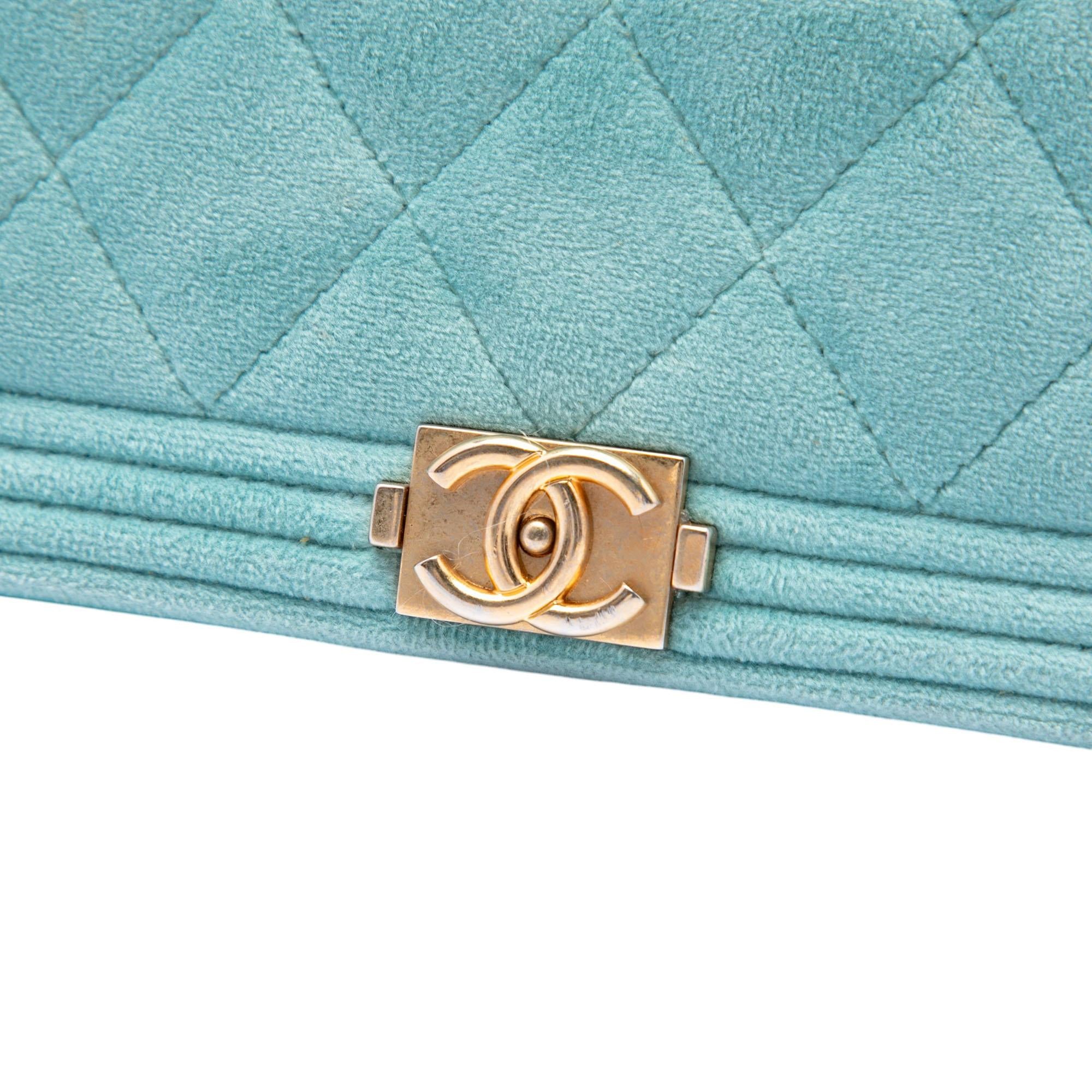 Chanel Quilted Velvet Boy Wallet On Chain
