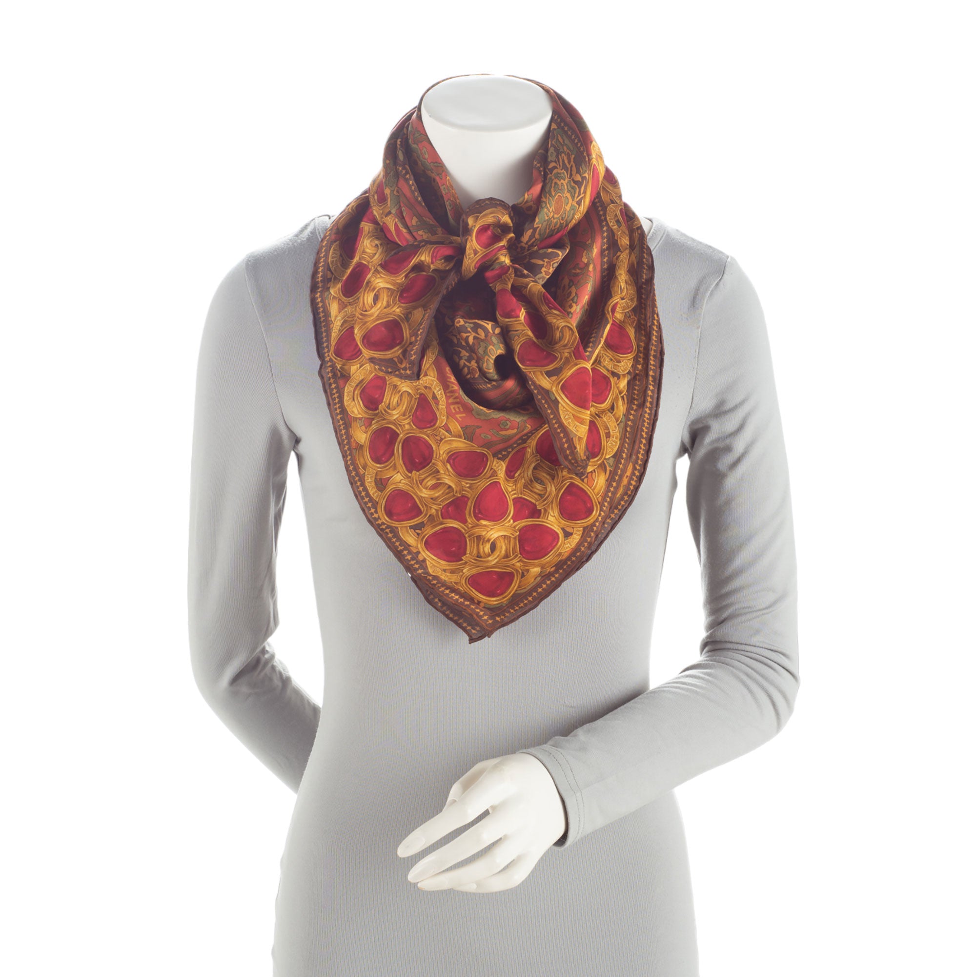 Chanel Silk Gripoix CC 90cm Scarf (SHF-agxQNi)