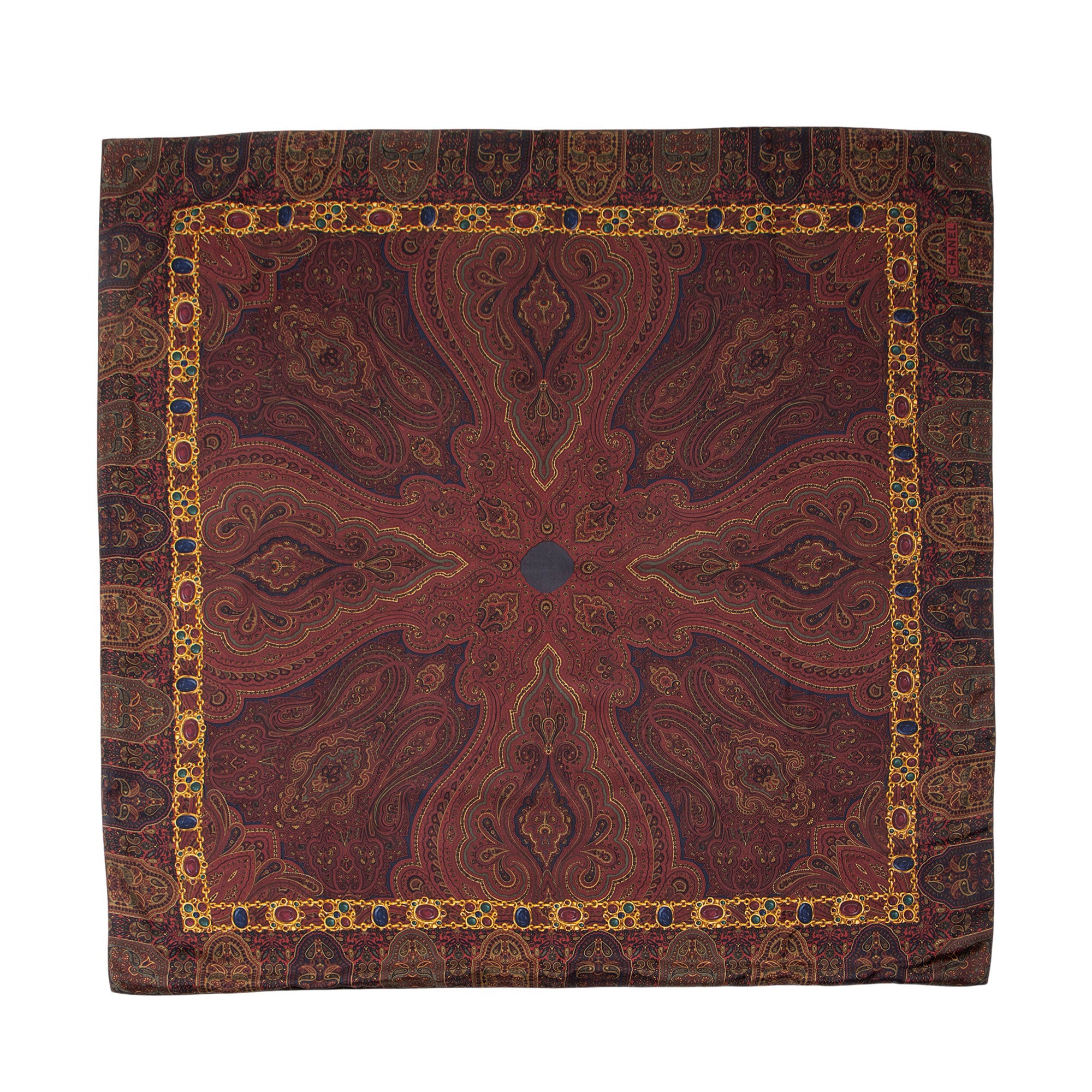Chanel Vintage Silk Wool Paisley 90cm Scarf