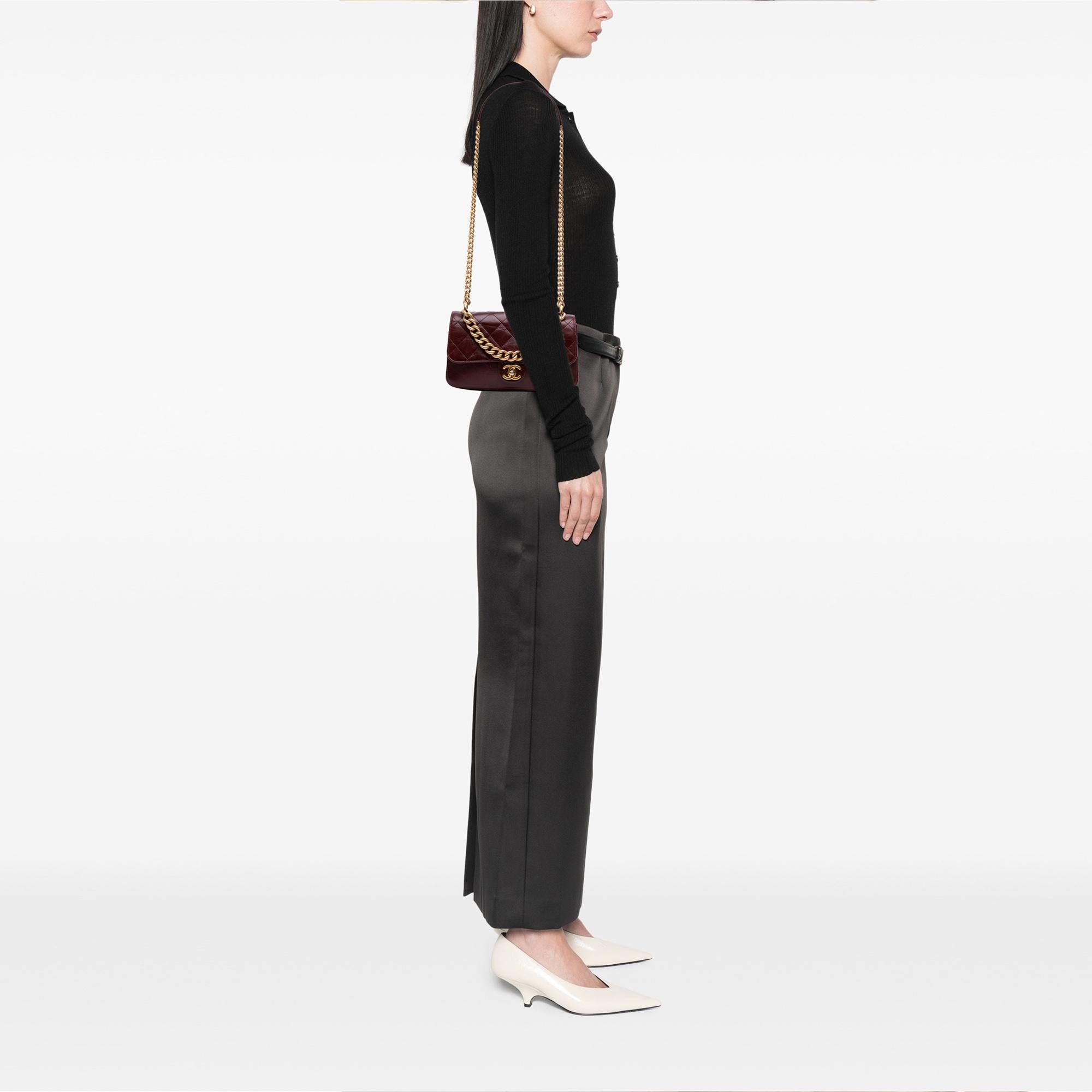 Chanel Small Aged Calfskin Straight Lined Flap