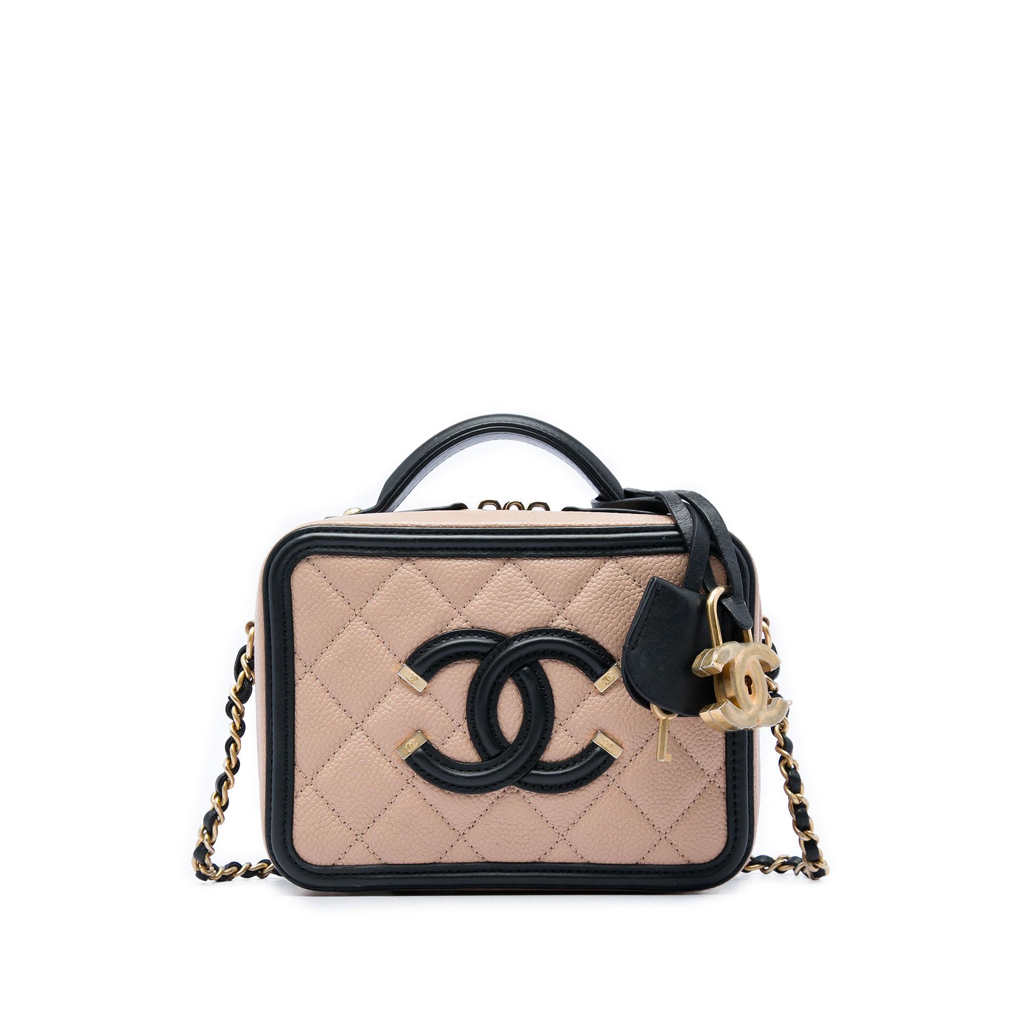 Chanel Small Bicolor Caviar CC Filigree Vanity Case