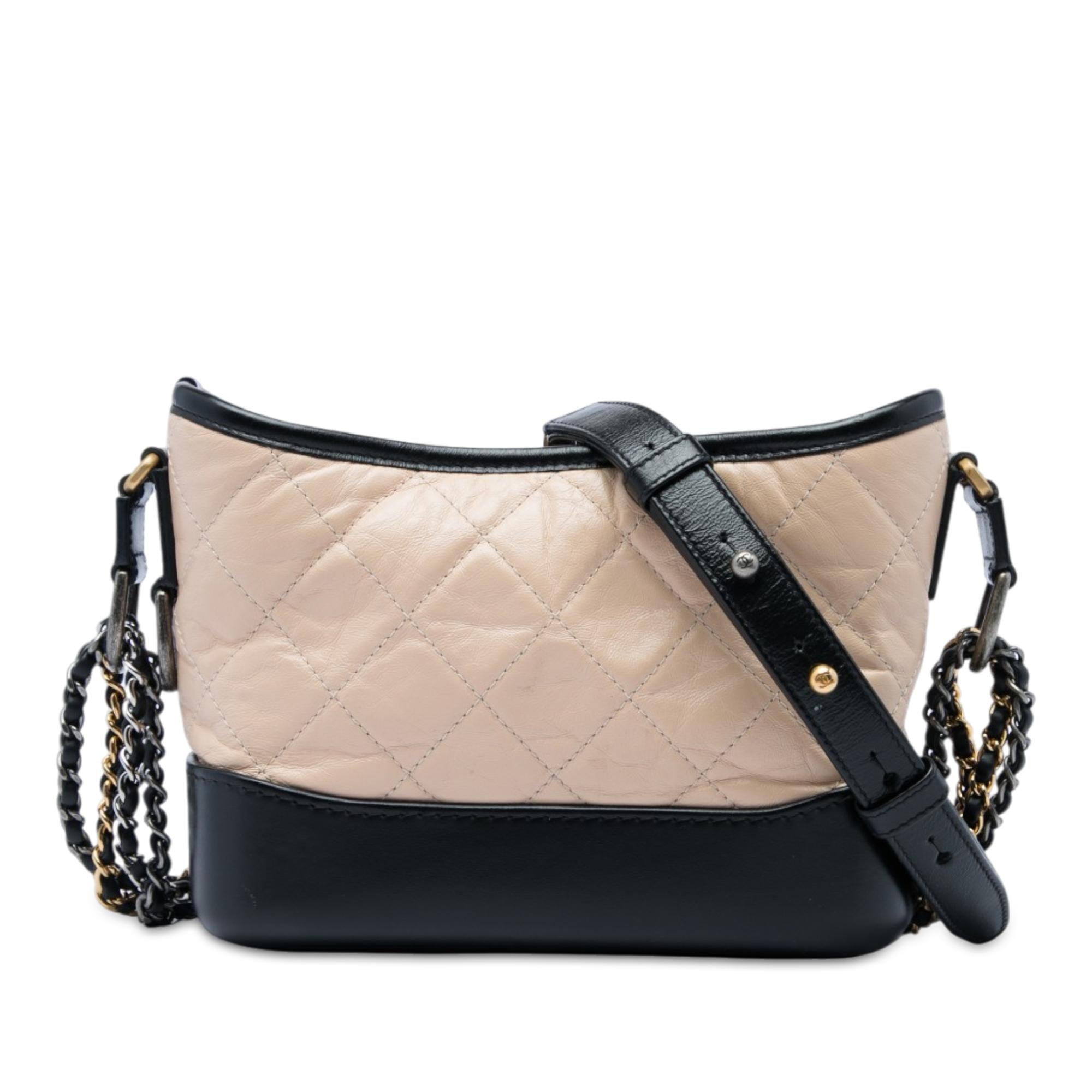 Chanel Small Bicolor Quilted Aged Calfskin Gabrielle Hobo