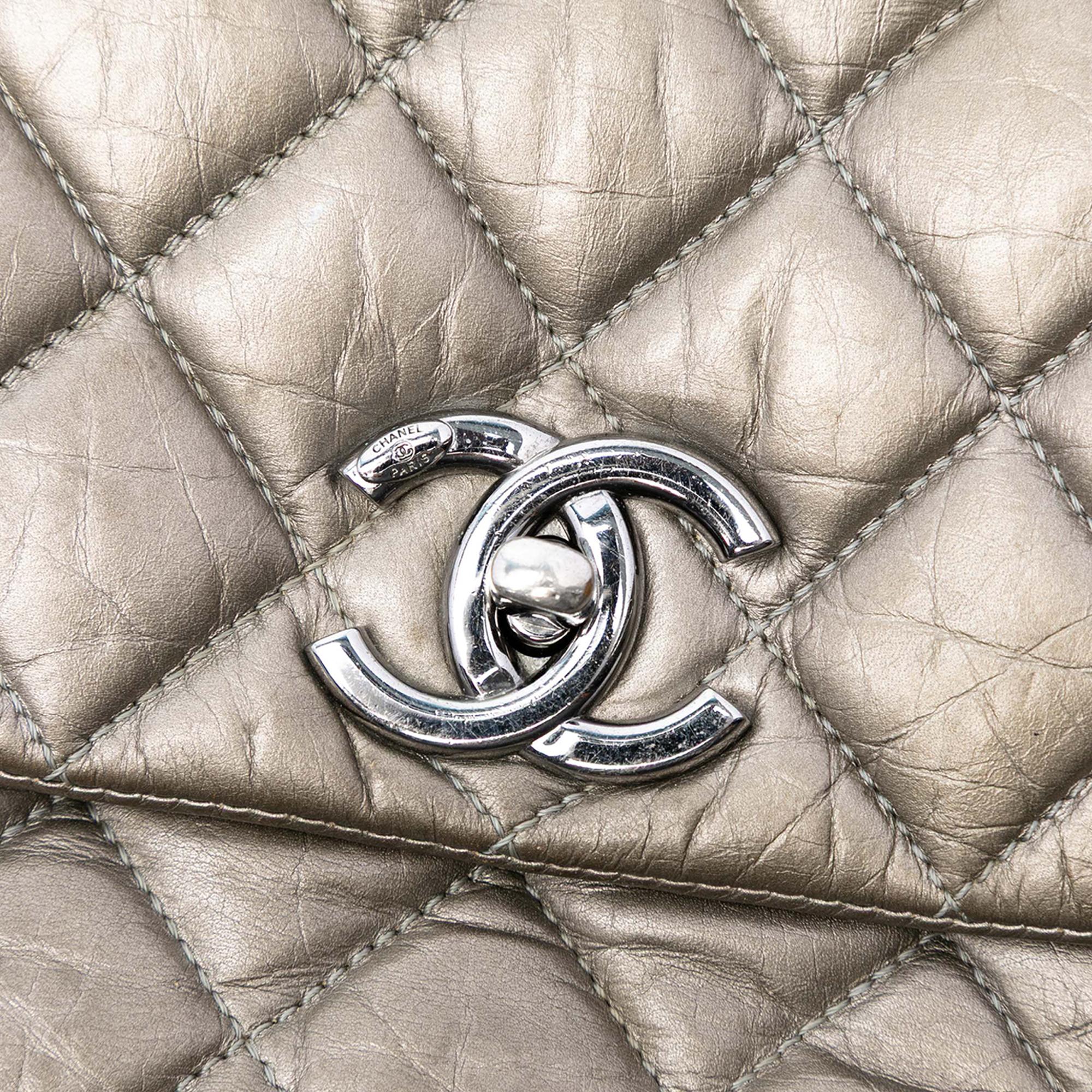Chanel Small Bicolor Quilted Aged Calfskin Lady Pearly Flap