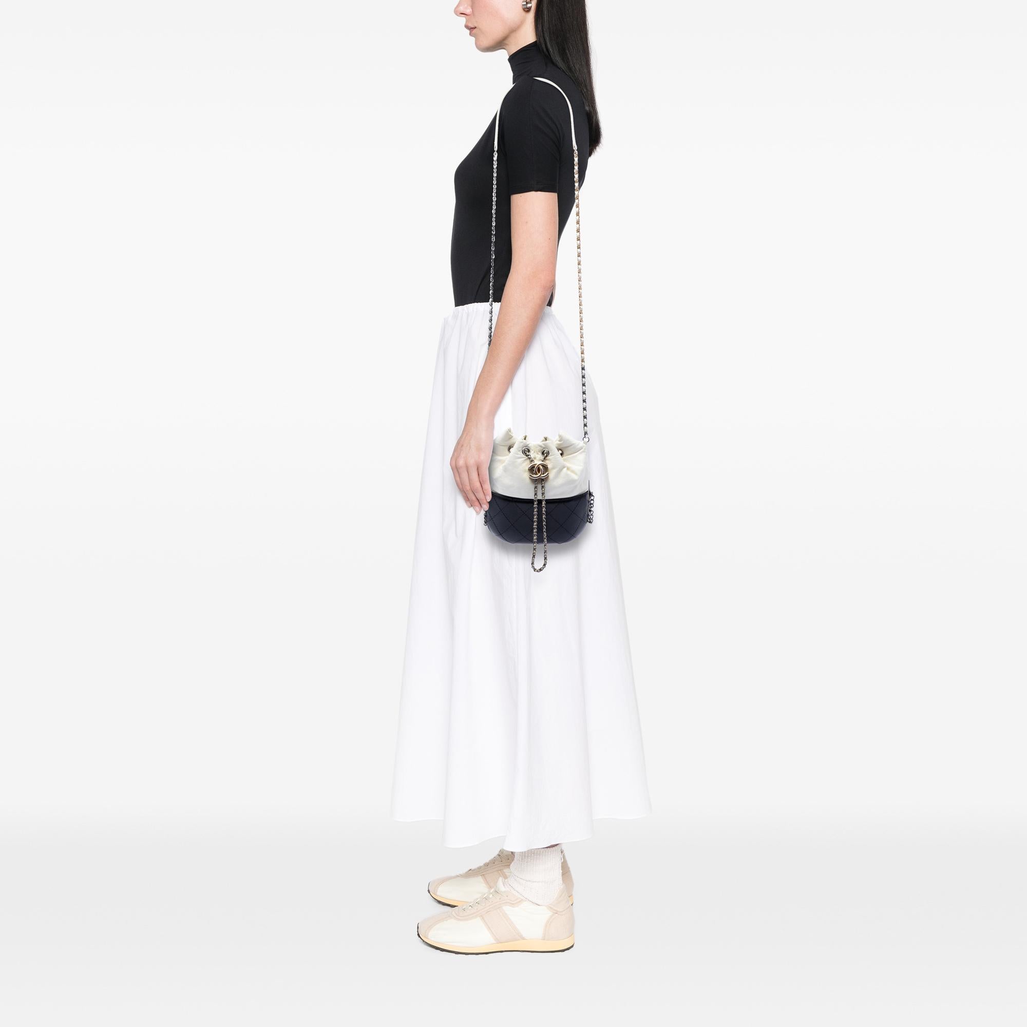 Chanel Small Bicolor Quilted Calfskin Gabrielle Bucket Bag
