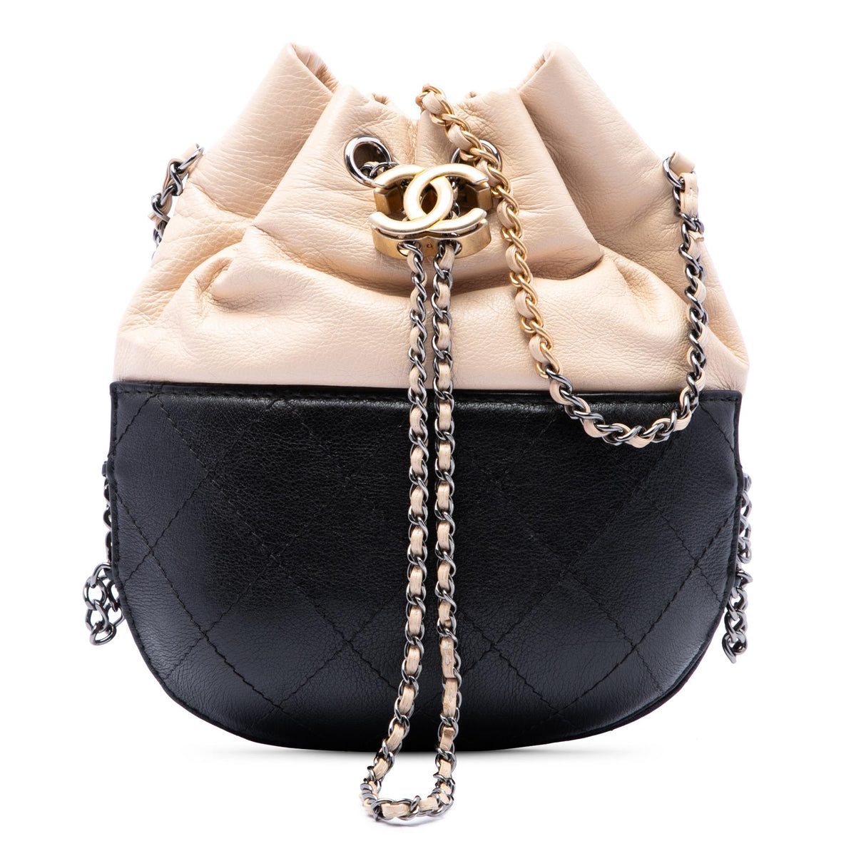 Chanel Small Bicolor Quilted Calfskin Gabrielle Bucket Bag