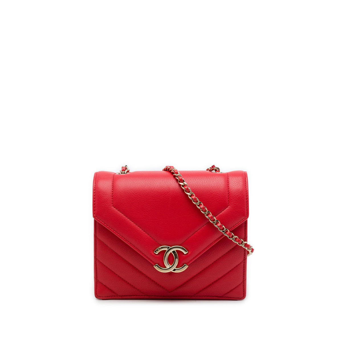 Chanel Small CC Chevron Calfskin Envelope Flap