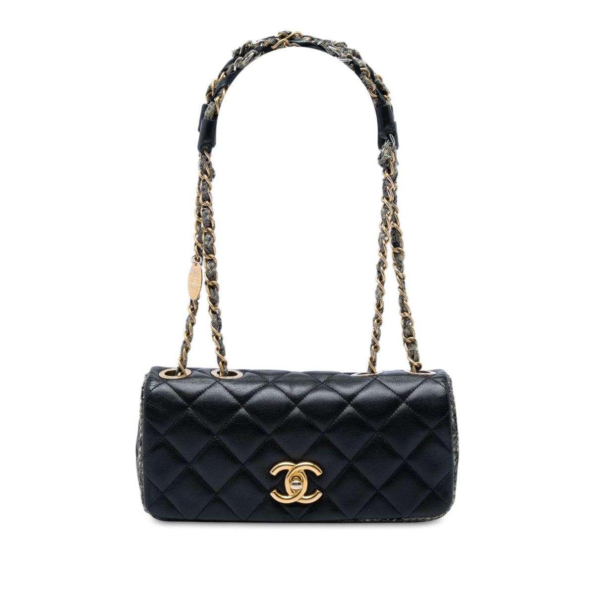 Chanel Small CC Quilted Lambskin and Tweed Chain Flap