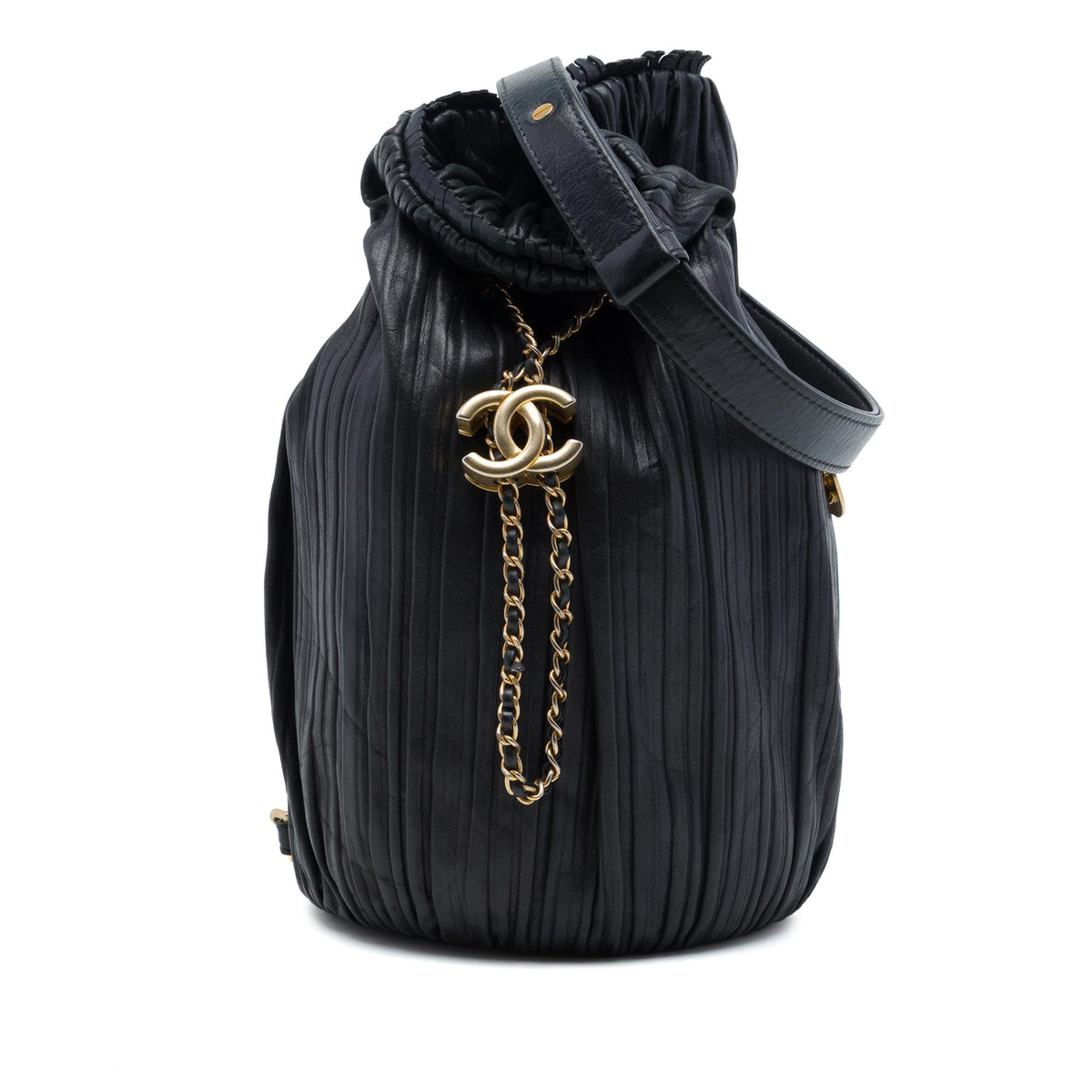 Chanel Small Calfskin Coco Pleats Drawstring Backpack
