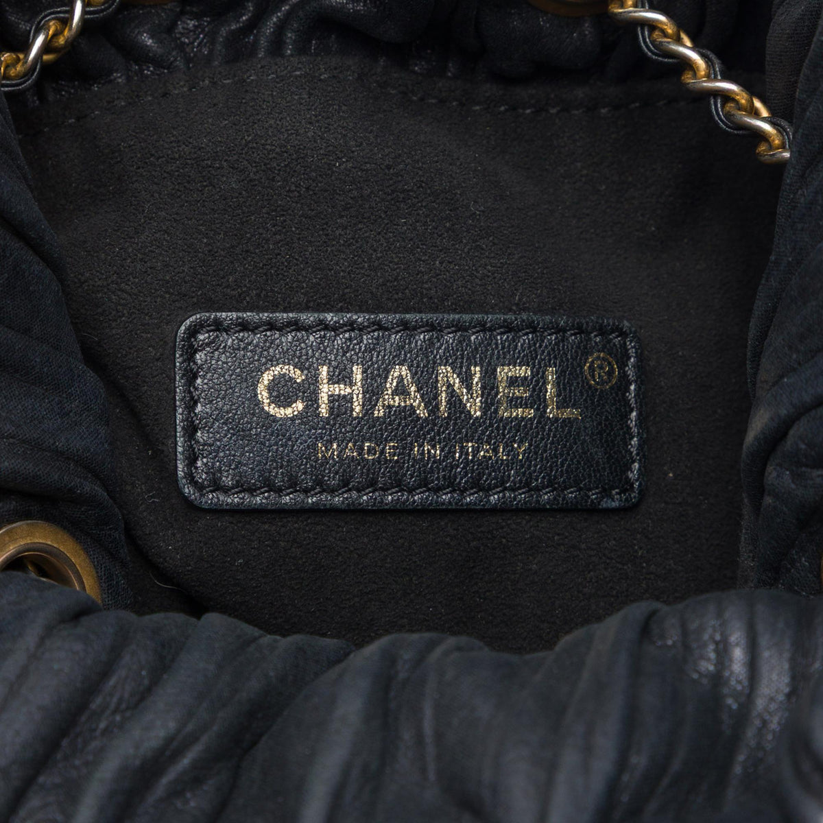 Chanel Small Calfskin Coco Pleats Drawstring Backpack