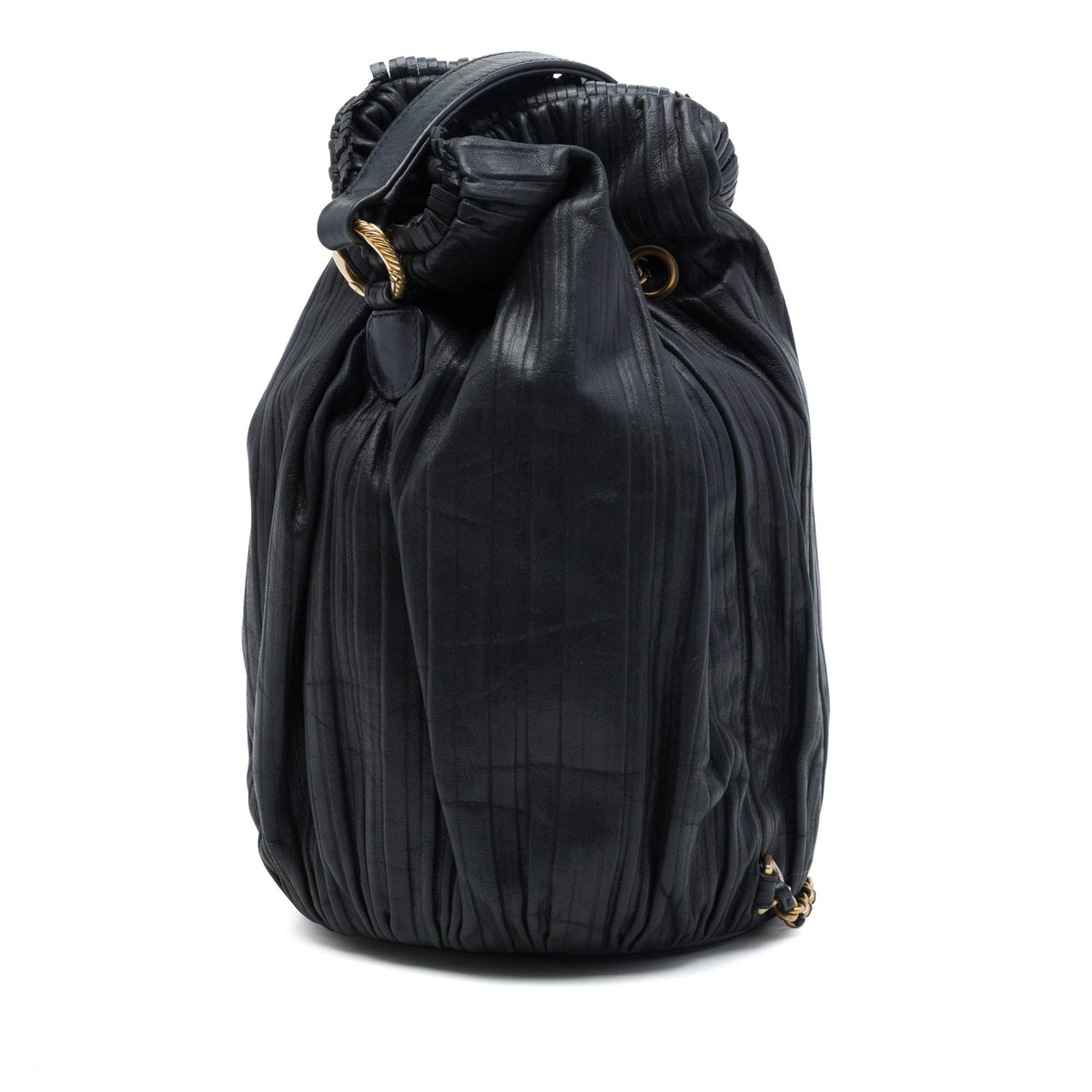 Chanel Small Calfskin Coco Pleats Drawstring Backpack
