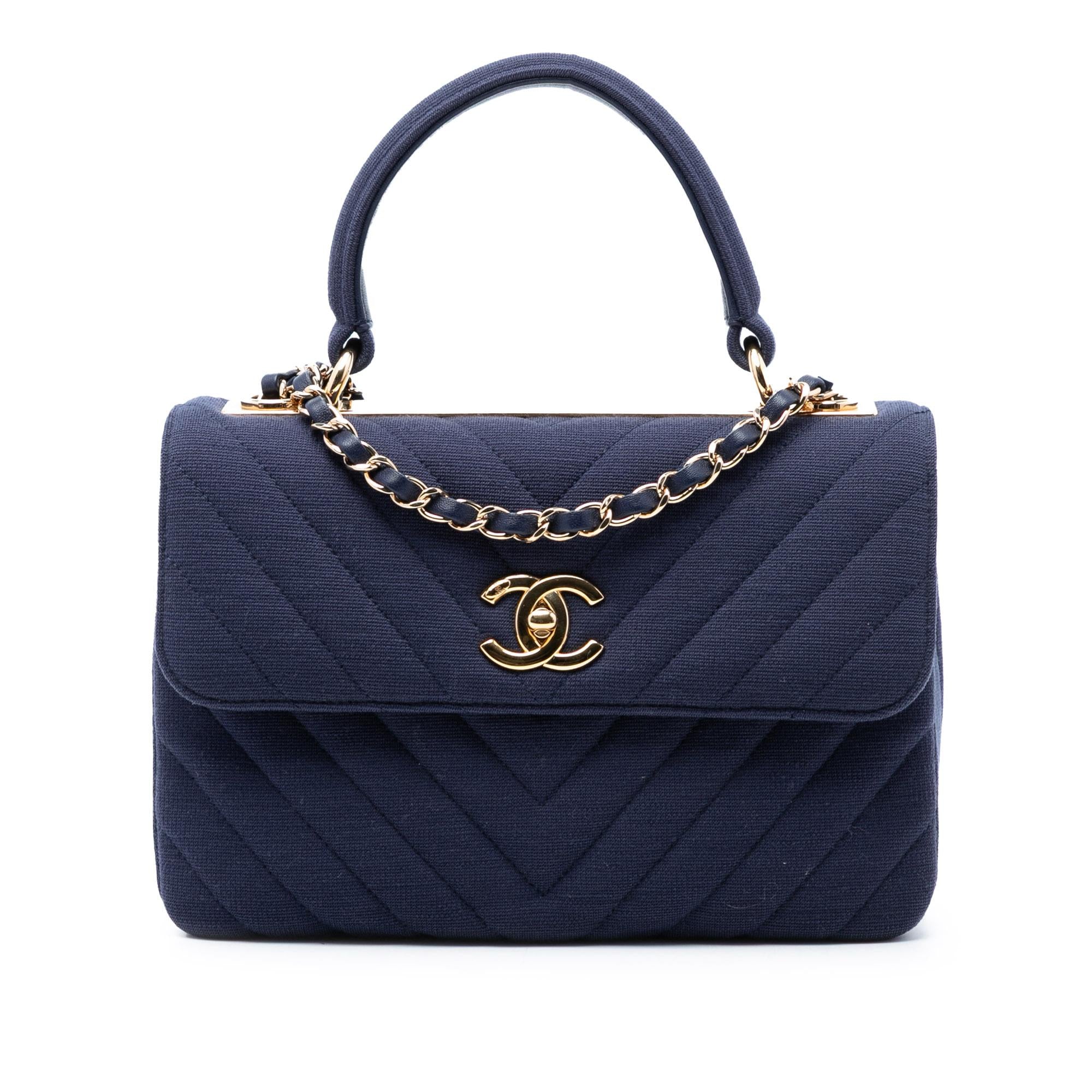 Chanel Small Chevron Jersey Trendy CC Top Handle Flap