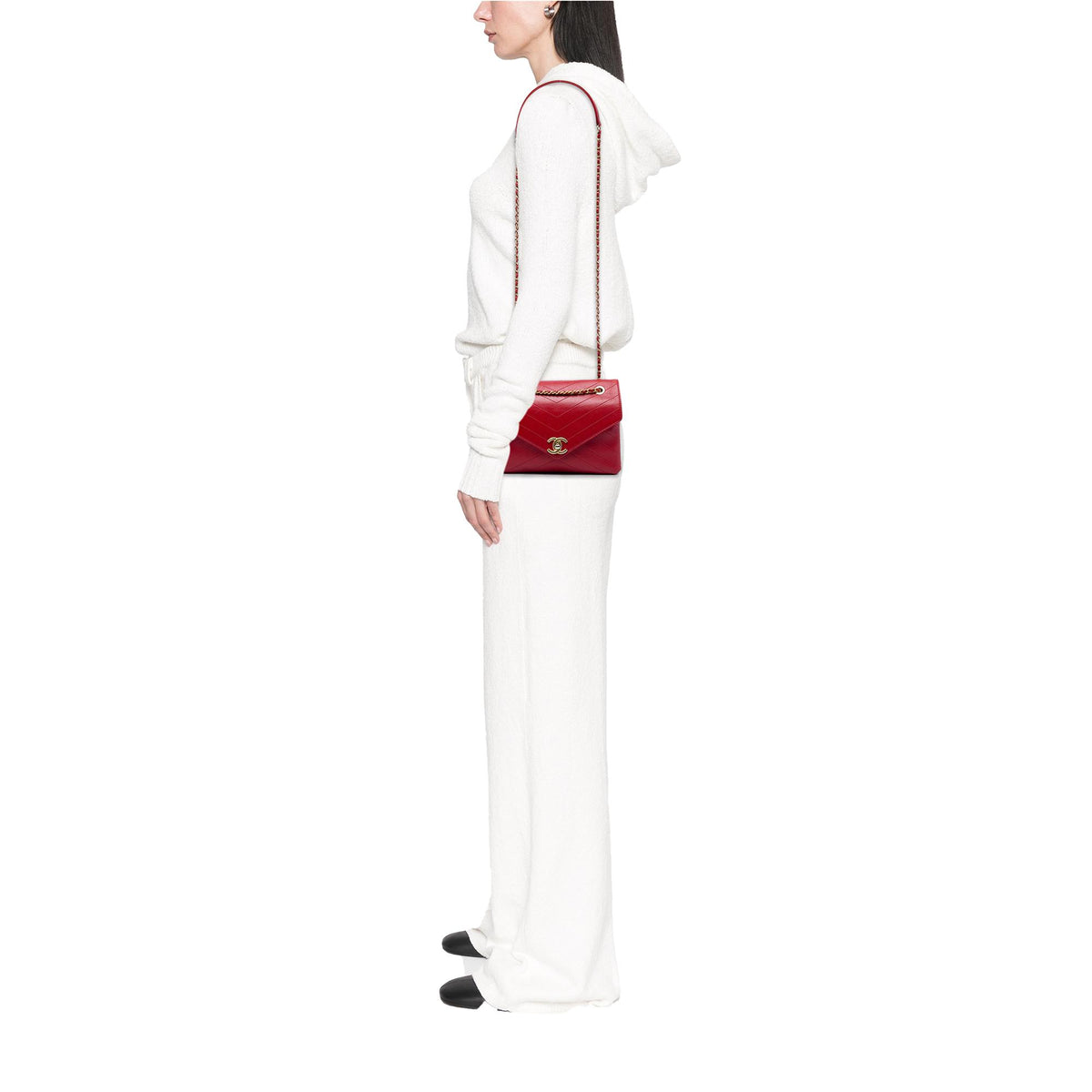 Chanel Small Chevron Lambskin Stitched Envelope Flap