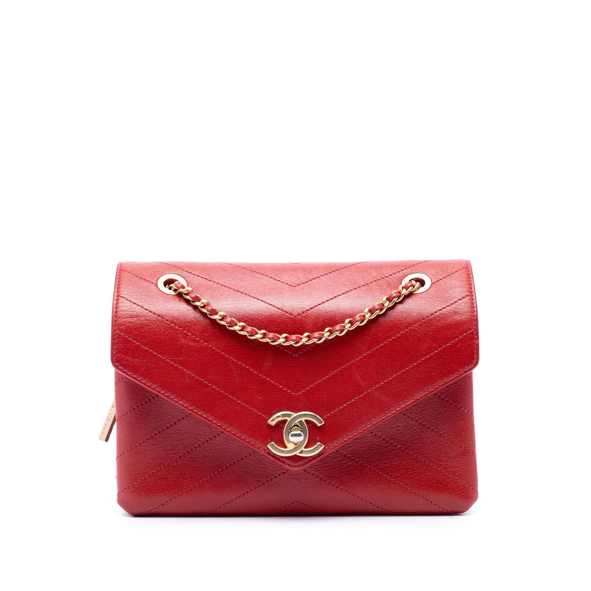Chanel Small Chevron Lambskin Stitched Envelope Flap