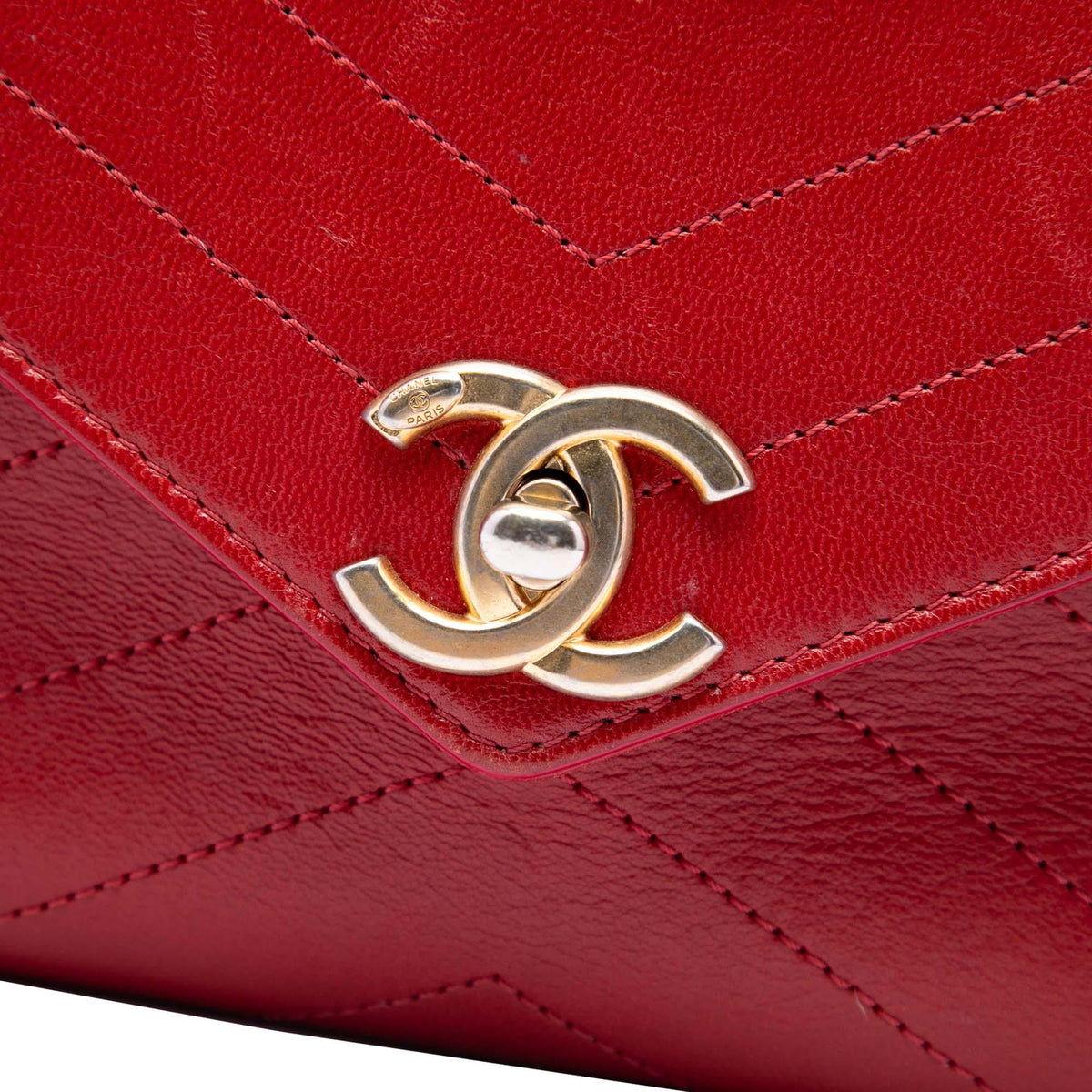 Chanel Small Chevron Lambskin Stitched Envelope Flap