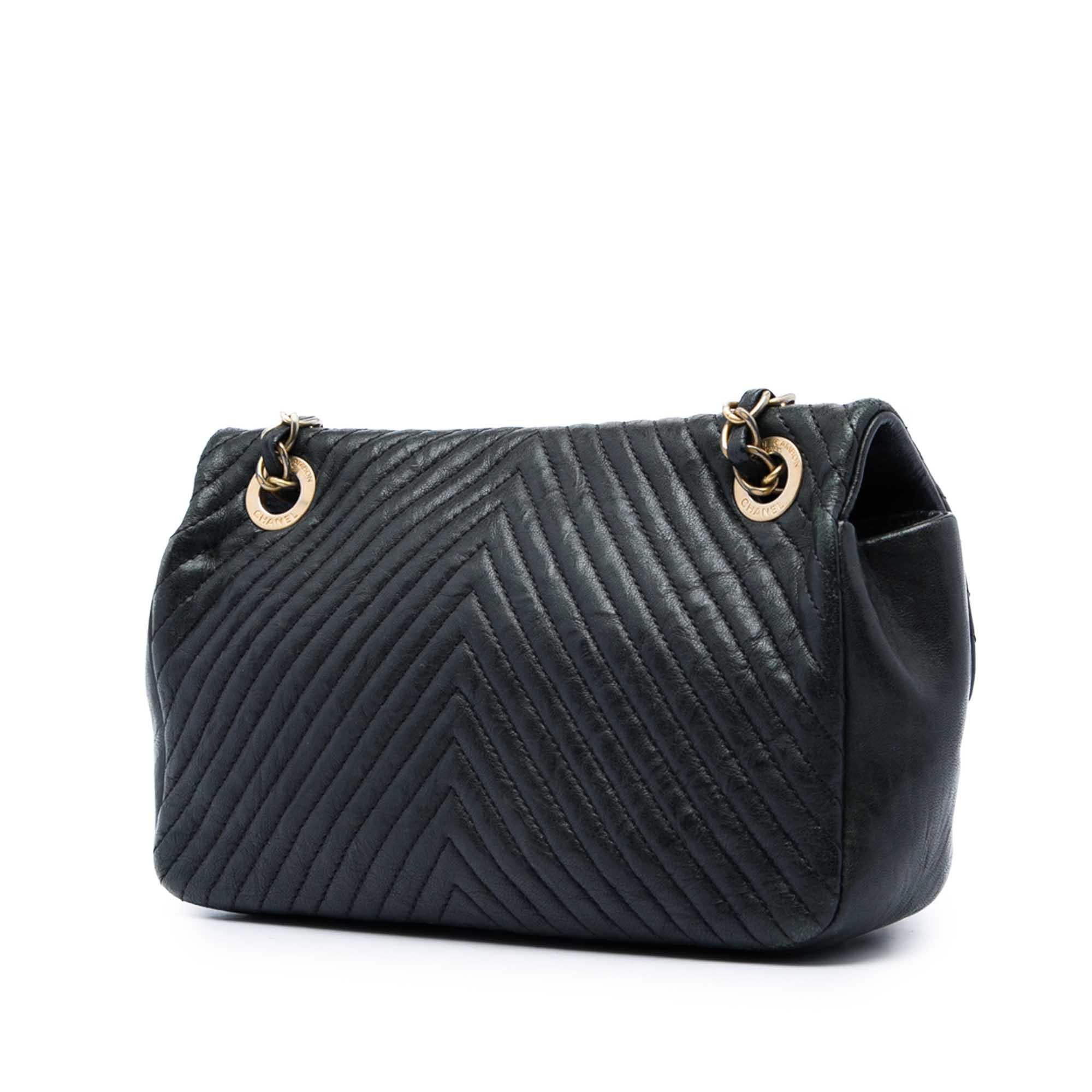 Chanel Small Chevron Wrinkled Calfskin Medallion Charm Surpique Flap