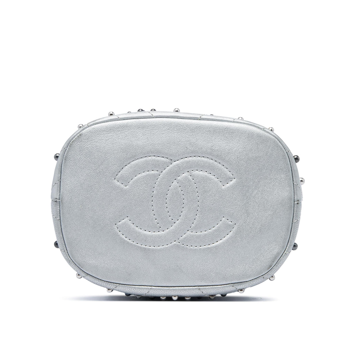 Chanel Small Metallic Chevron Lambskin Stud Wars Drawstring Bucket Bag