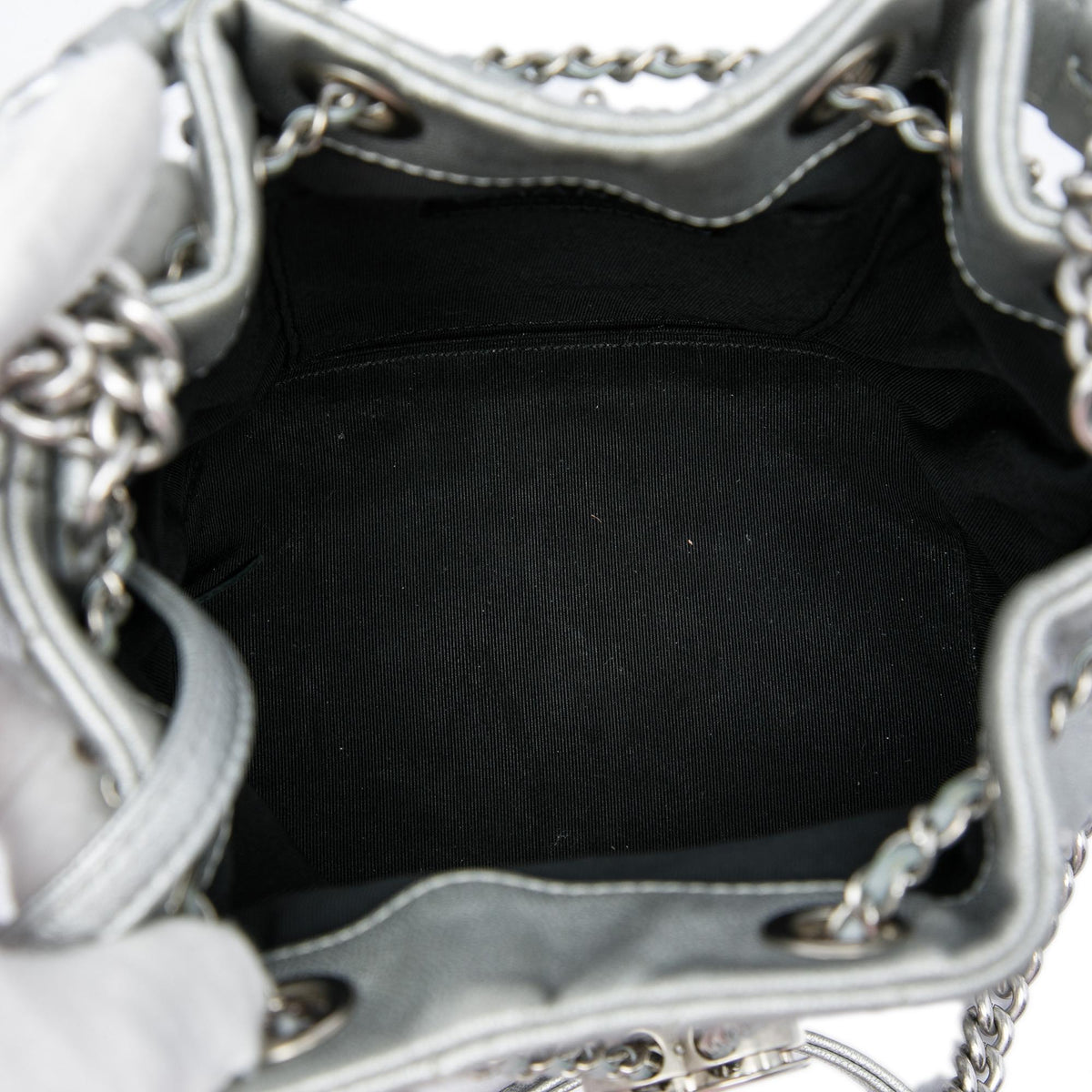 Chanel Small Metallic Chevron Lambskin Stud Wars Drawstring Bucket Bag