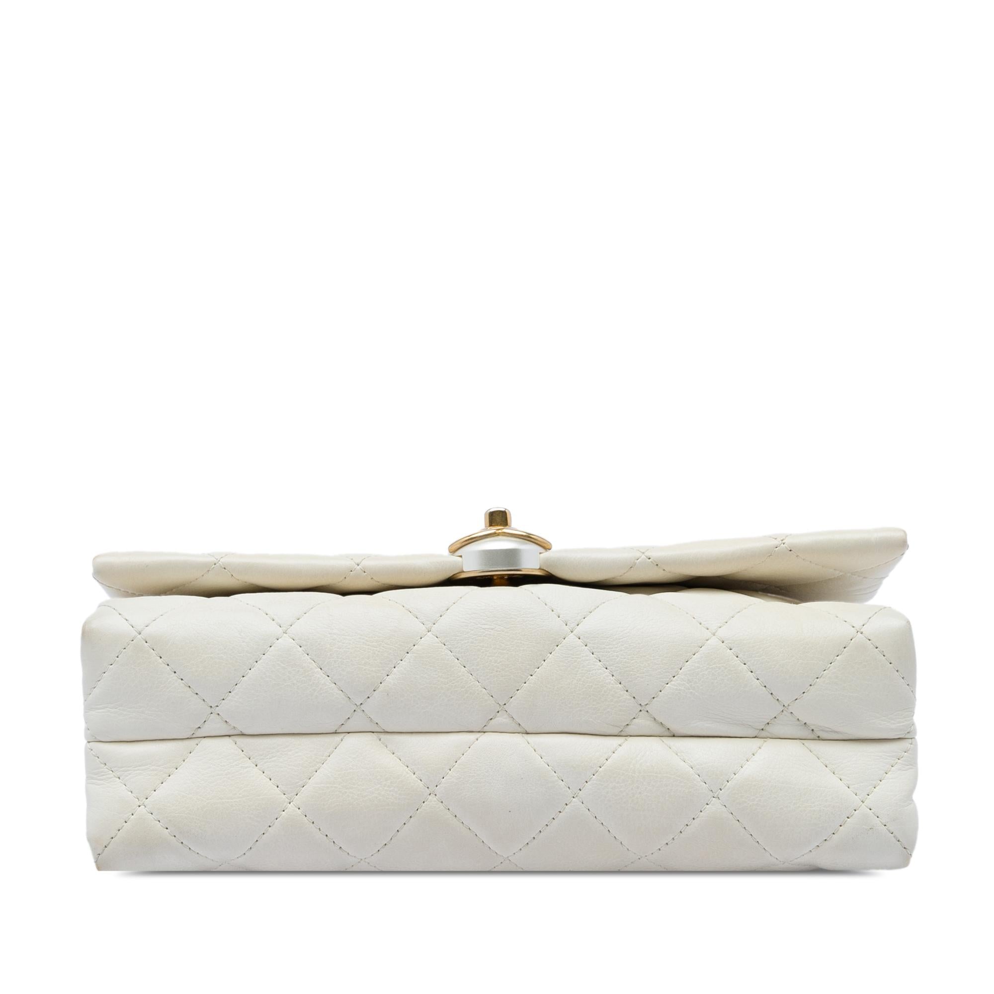 Chanel Small Quilted Calfskin Pearl CC Accordion Flap