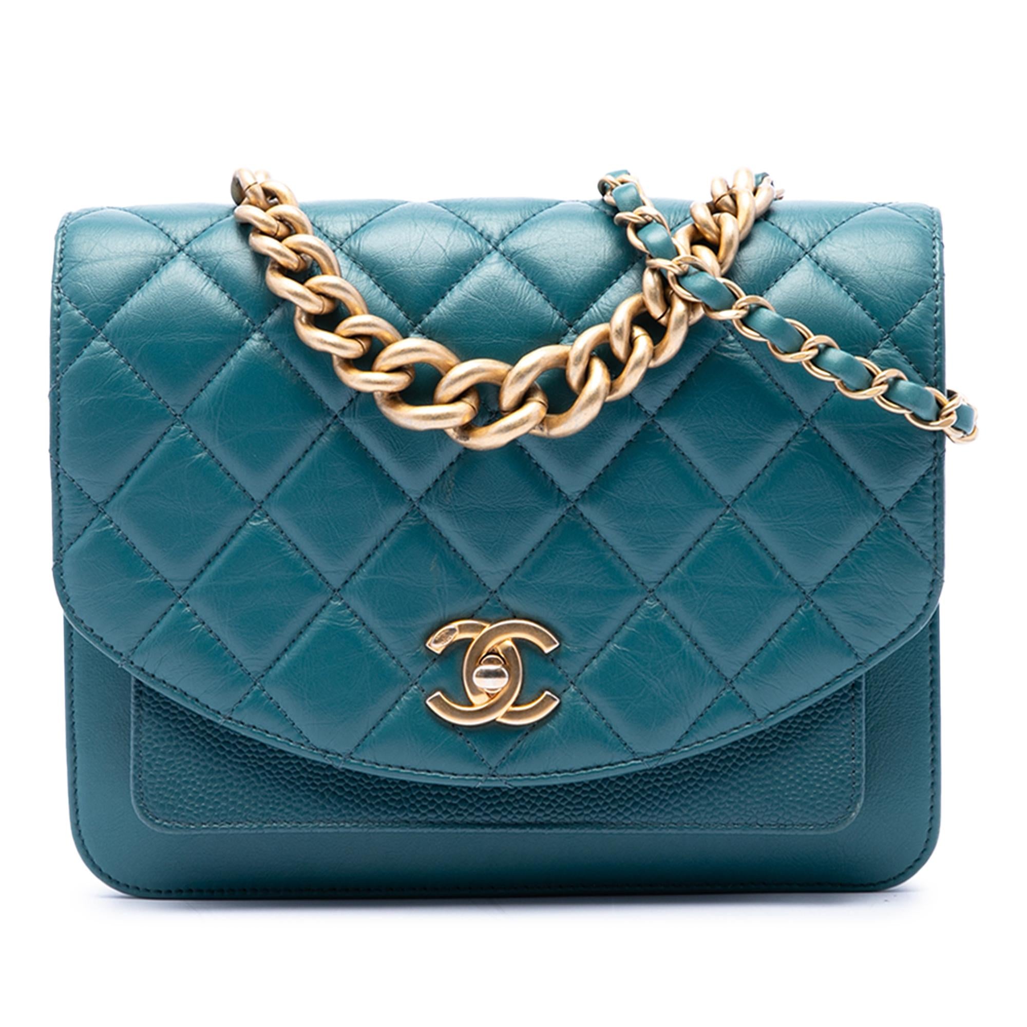 Chanel Small Quilted Calfskin and Caviar Chain Handle Flap