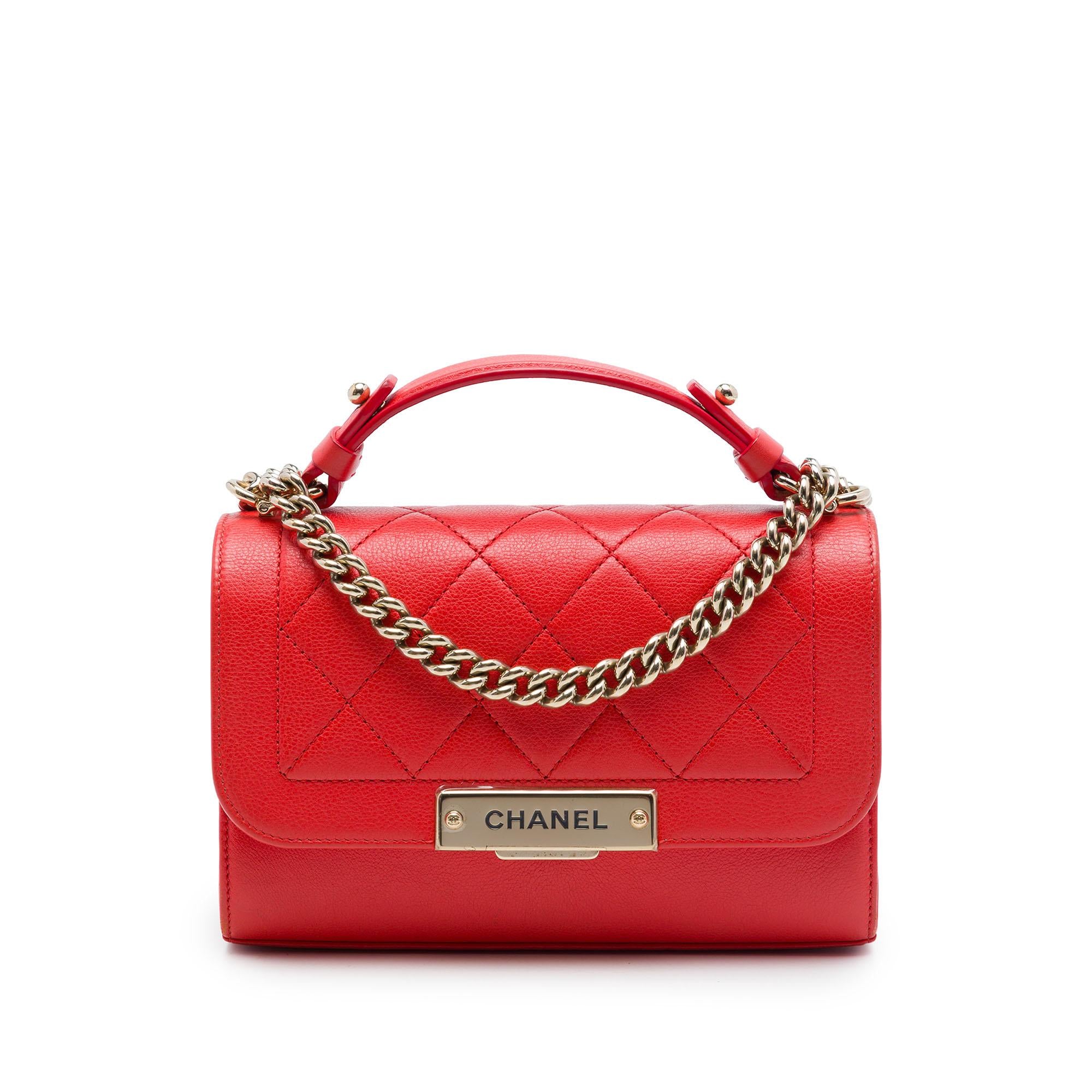 Chanel Small Quilted Grained Calfskin Label Click Flap