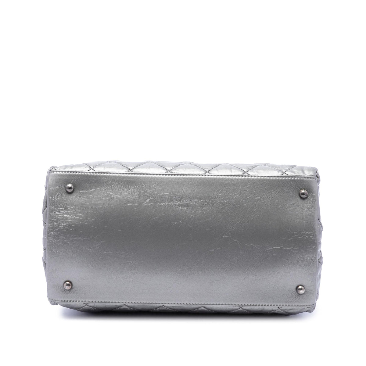 Chanel Small Quilted Metallic Aged Calfskin Chain Me Tote