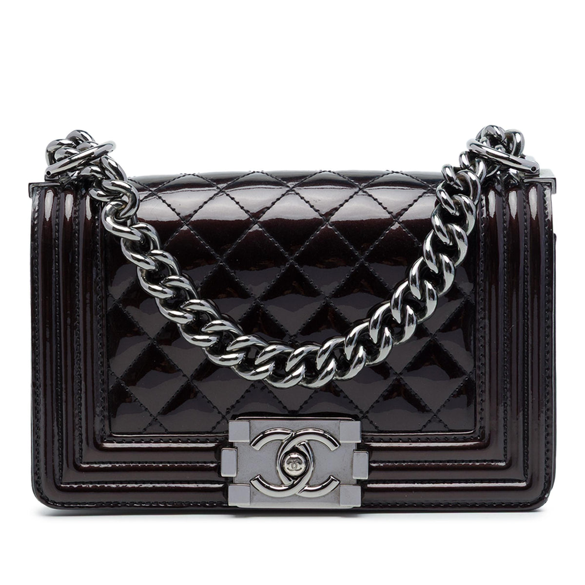 Chanel Small Quilted Patent Boy Flap