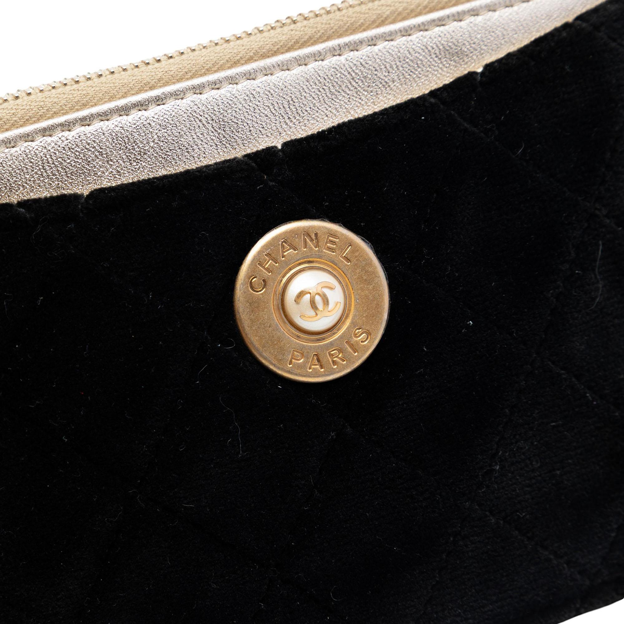 Chanel Small Quilted Velvet Medallion Zip Pouch
