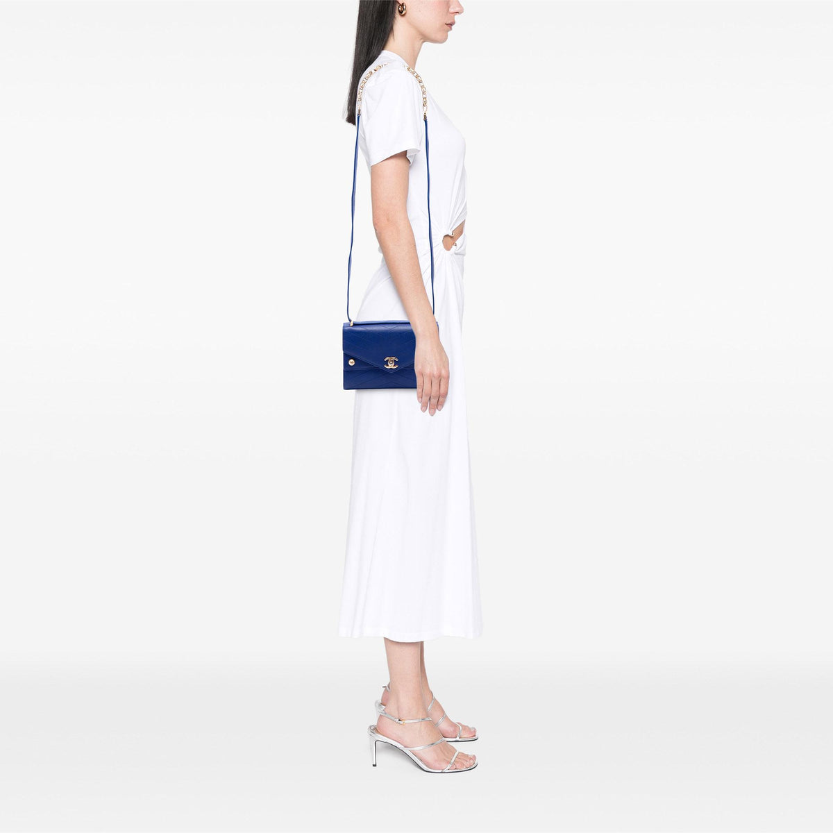 Chanel Small Studded Chevron Calfskin Envelope Double Flap