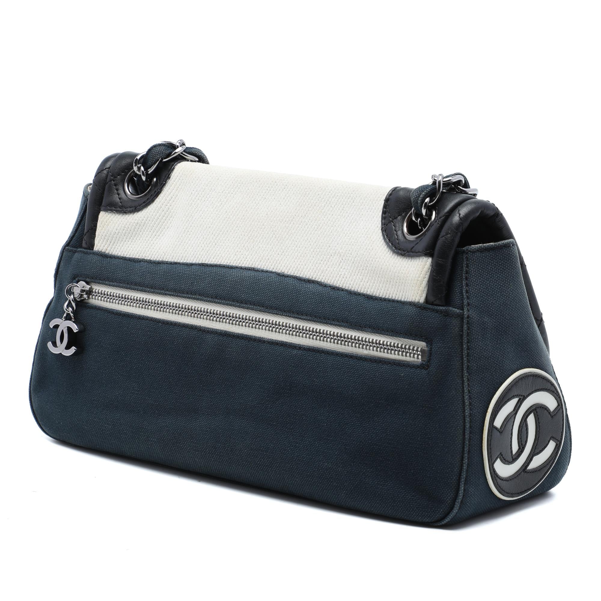 Chanel Tricolor Canvas and Leather No 5 Giant Mademoiselle Lock Flap Bag
