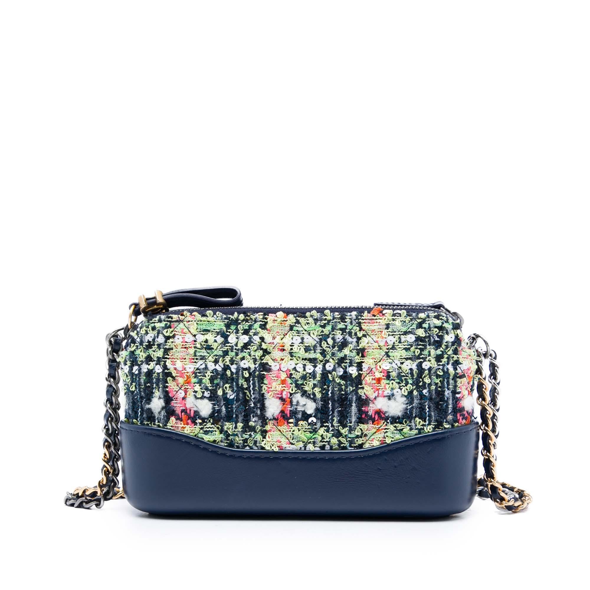 Chanel Tweed Gabrielle Double Zip Clutch with Chain