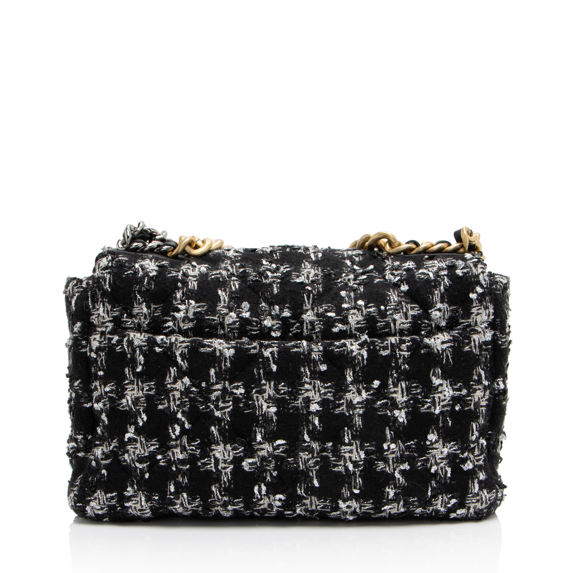 Chanel Tweed Houndstooth 19 Large Flap Shoulder Bag