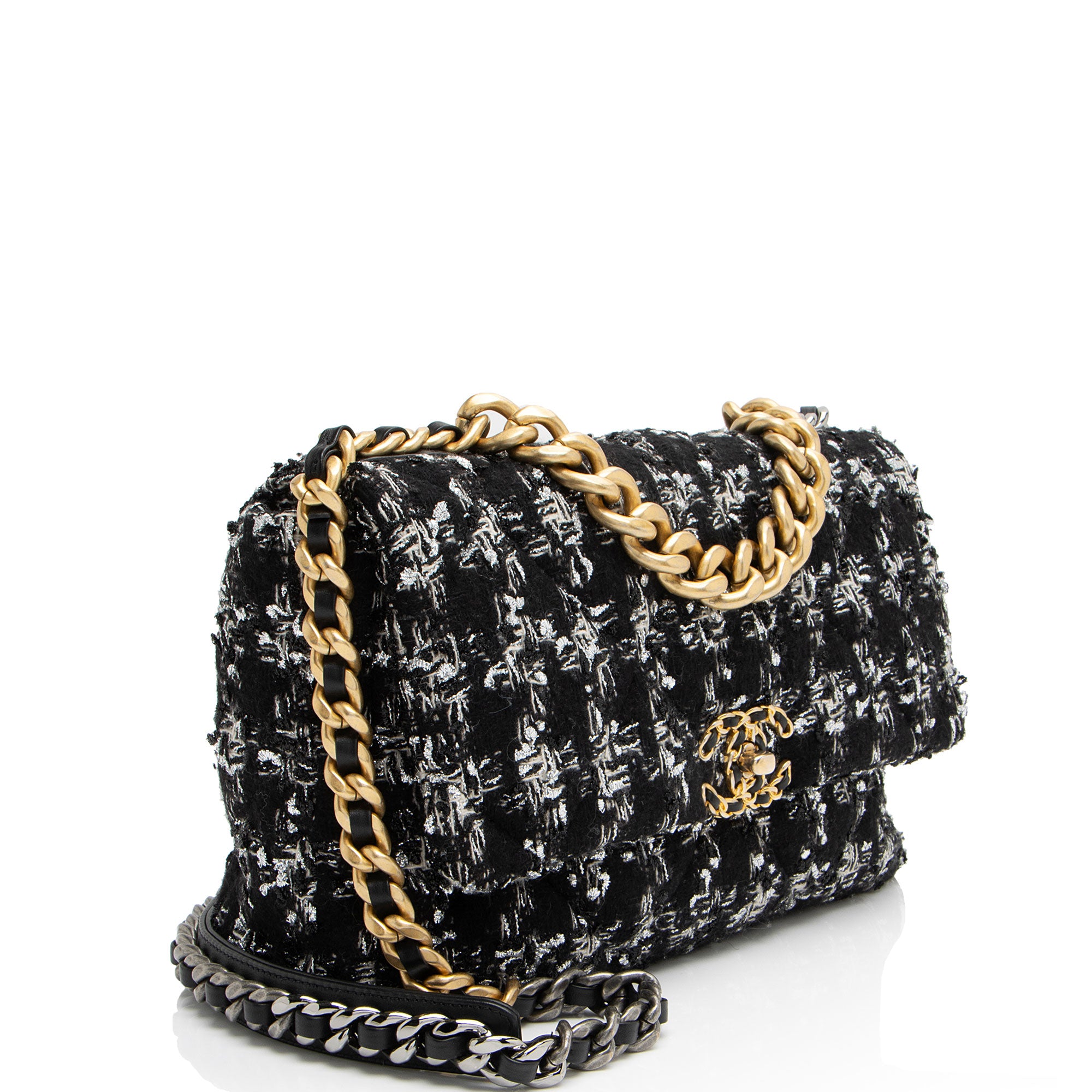 Chanel Tweed Houndstooth 19 Large Flap Shoulder Bag
