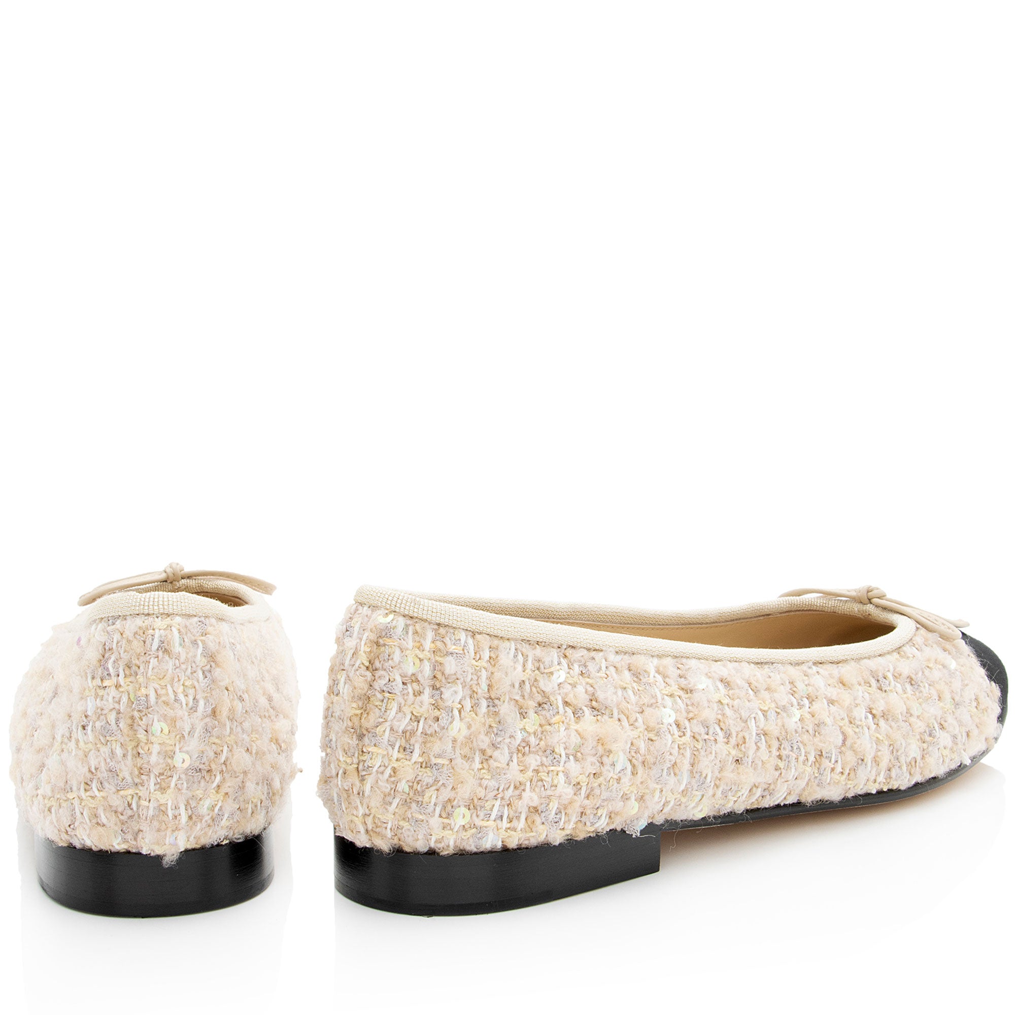 Chanel Tweed Sequin Cap Toe Ballet Flats - Size 9 / 39