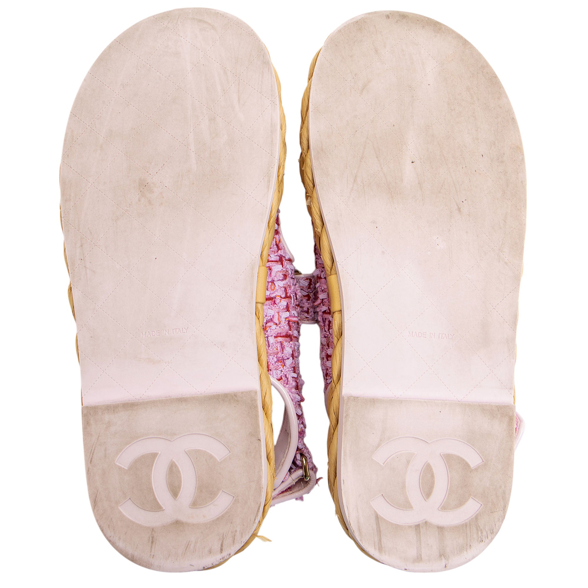 Chanel Tweed Velcro CC Dad Sandals - Size 7 / 37