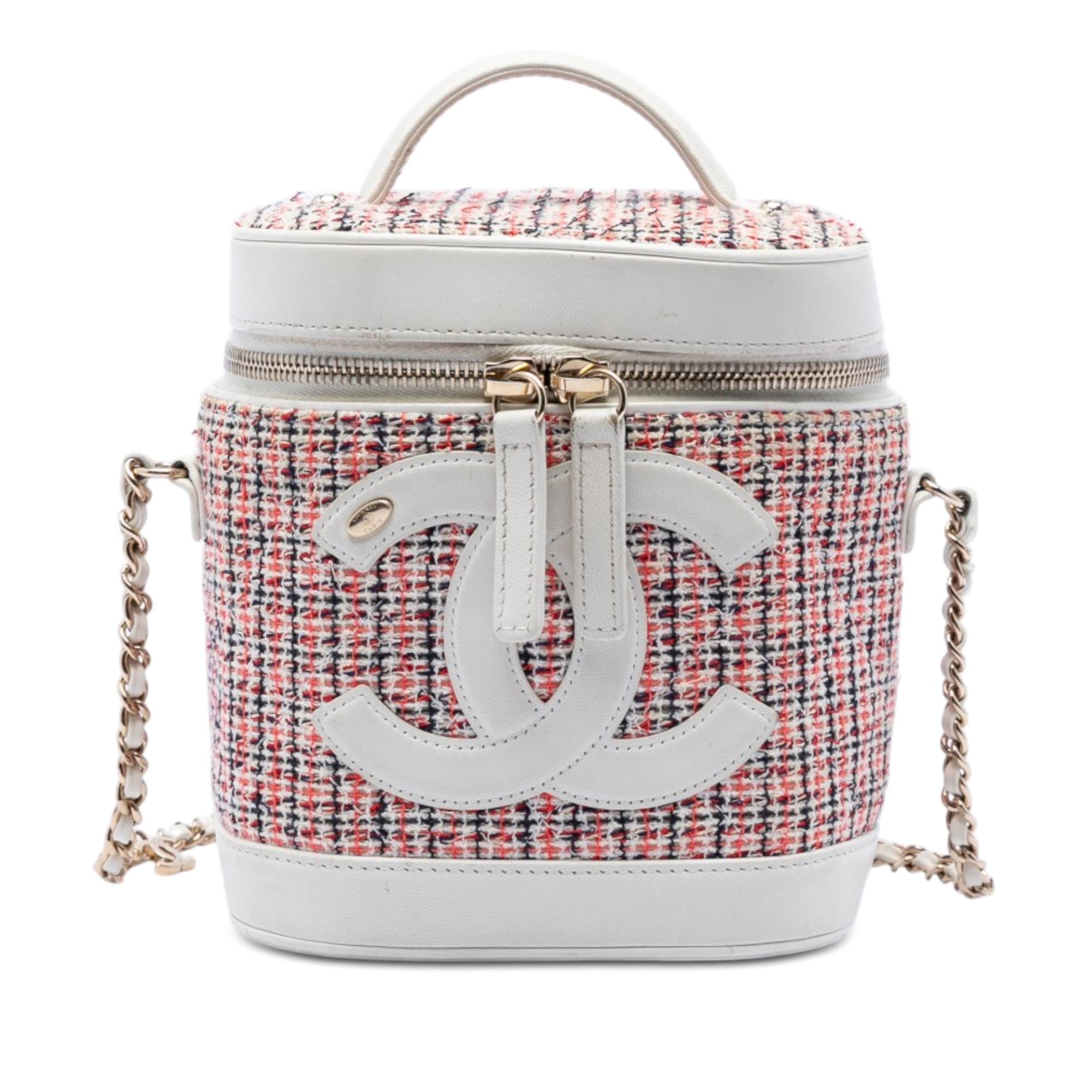 Chanel Tweed and Lambskin Vanity Cosmetic Case