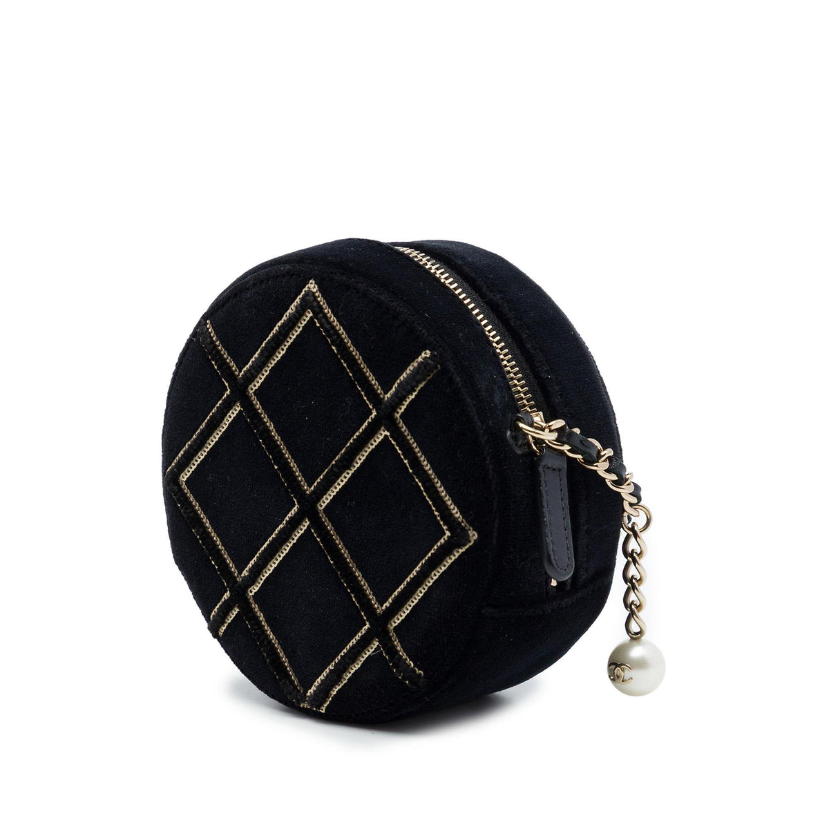 Chanel Velvet Pearl Sequin Round Crossbody