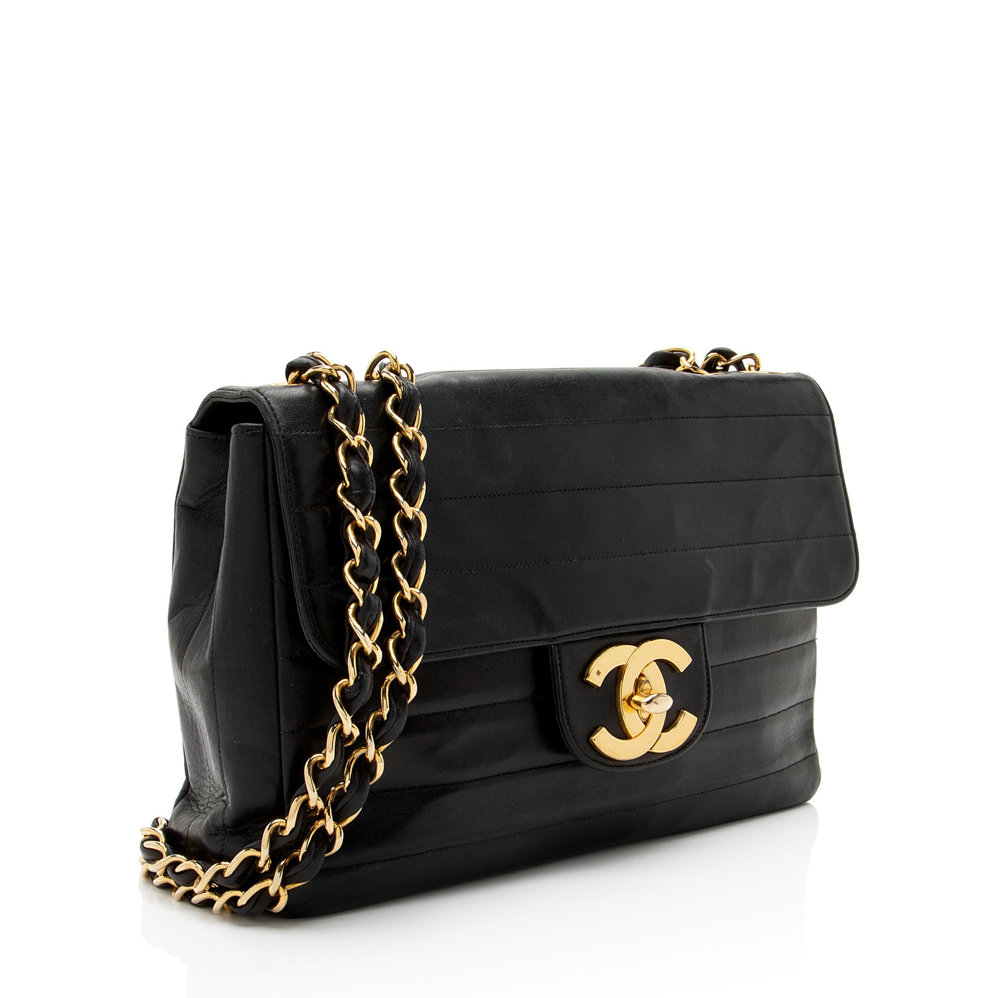 Chanel Vintage Horizontal Quilted Lambskin XL Jumbo Single Flap Bag